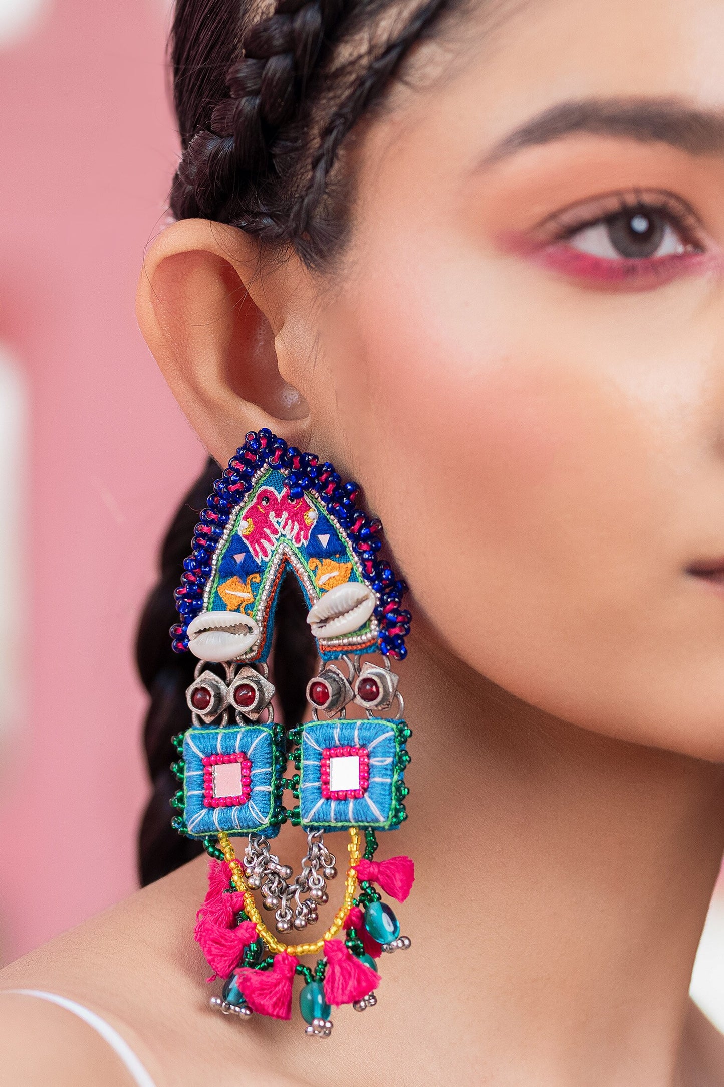 Bloss Crystal Mirror Elephant Earrings