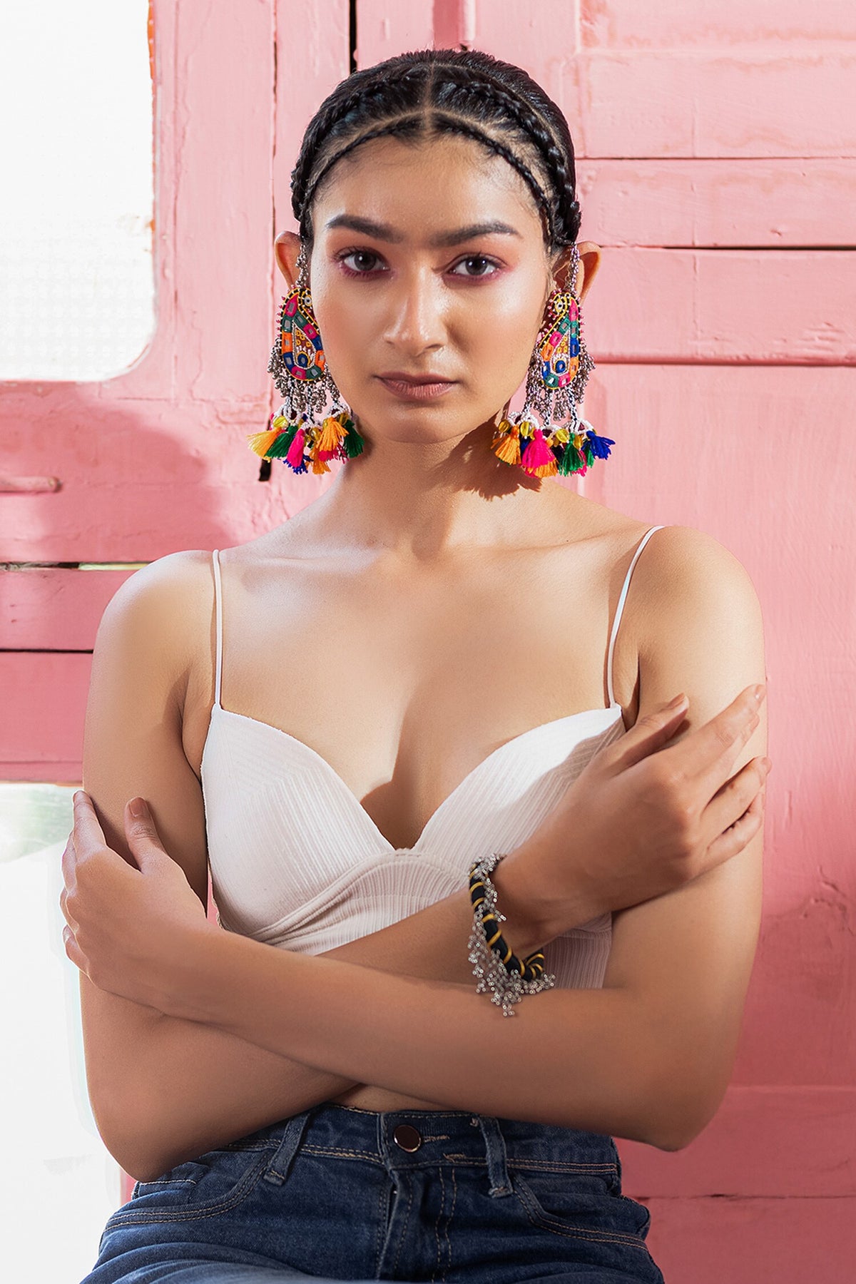 Multi Color Mango Motif Dangling Earrings