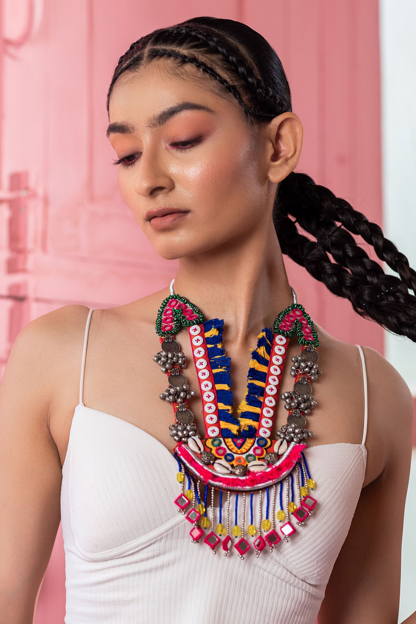Multi Color Tassel Long Necklace
