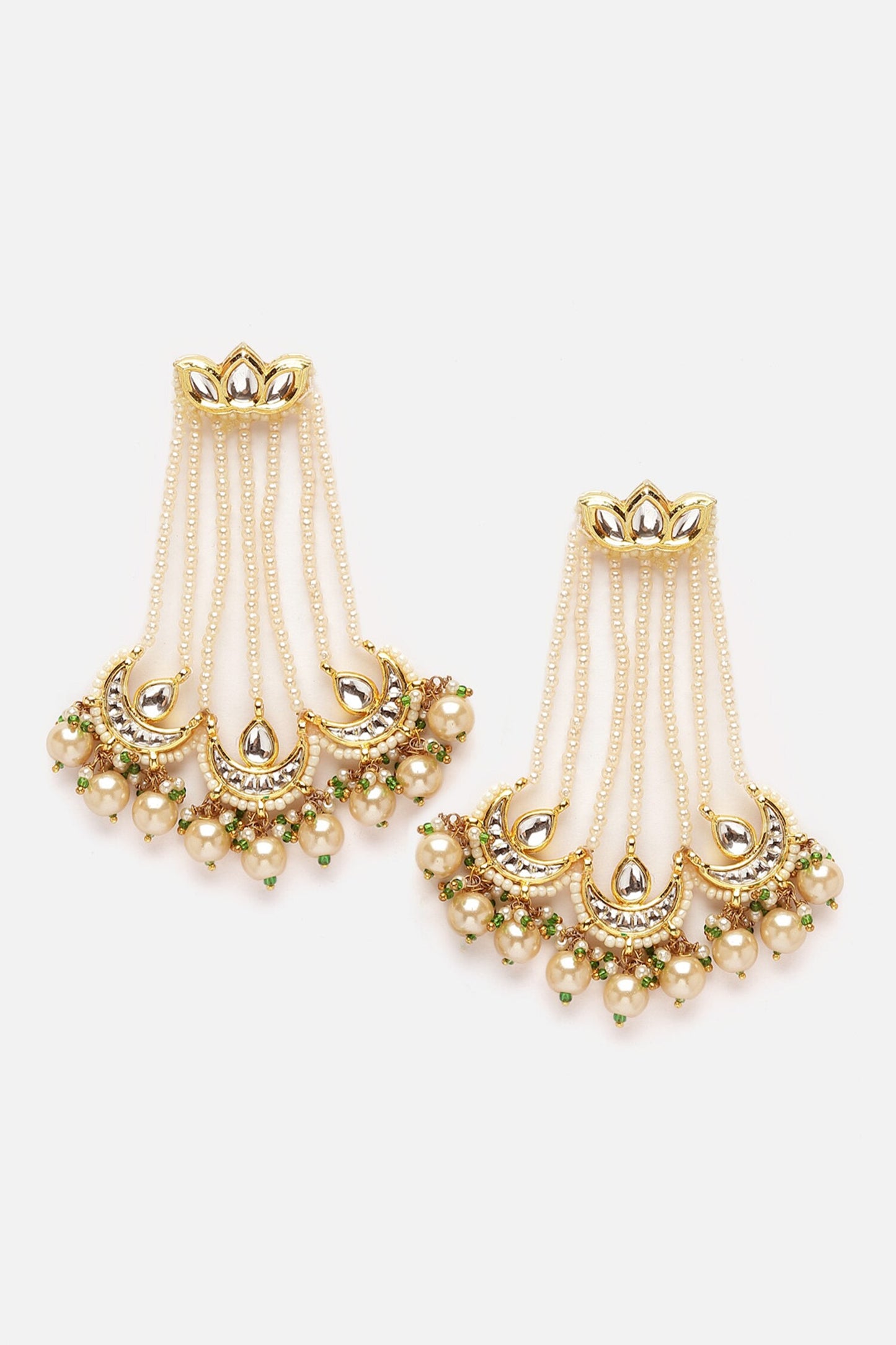 Gold Plated Crescent Dew Drop Earrings