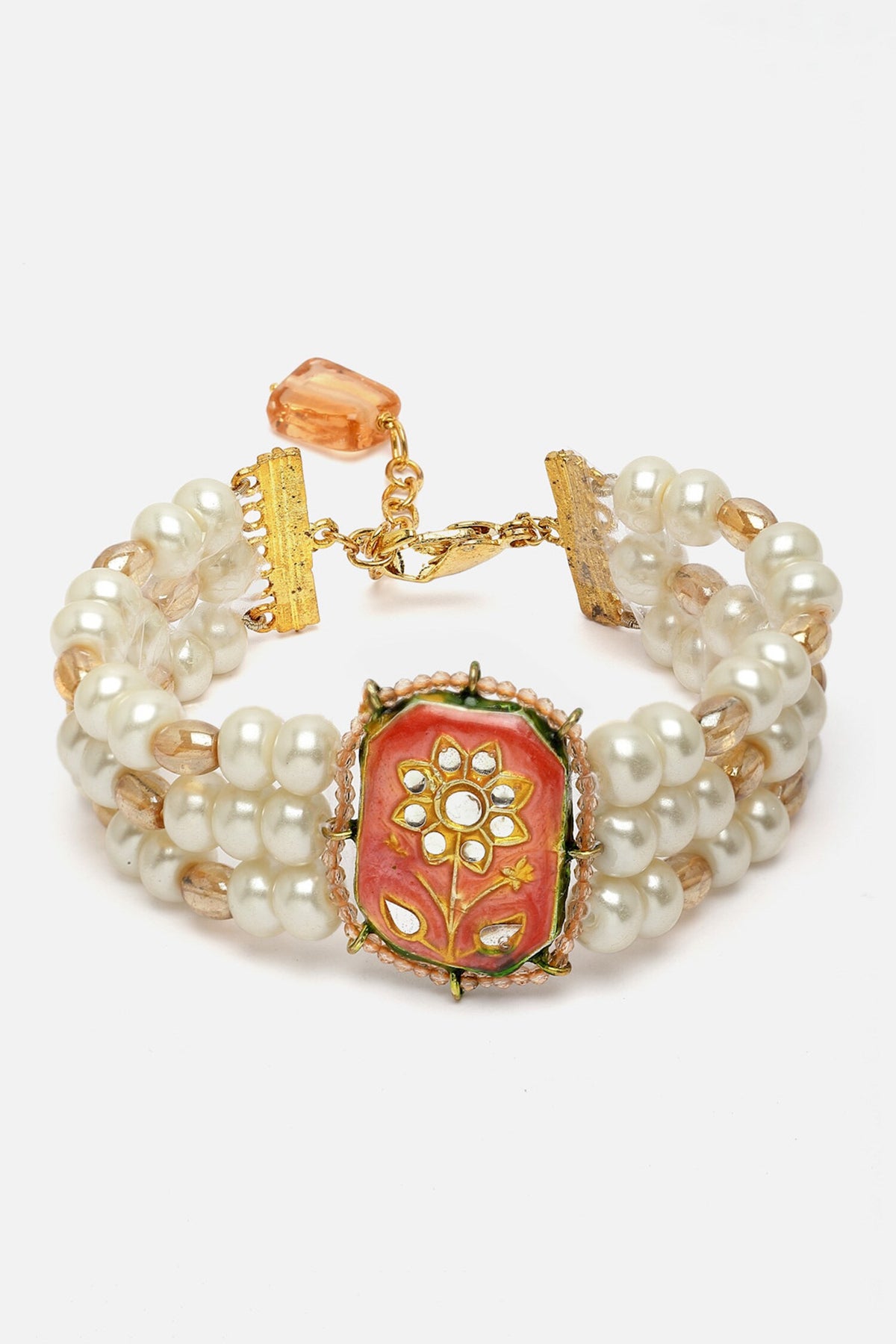 Gold Meenakari Floral Bracelet