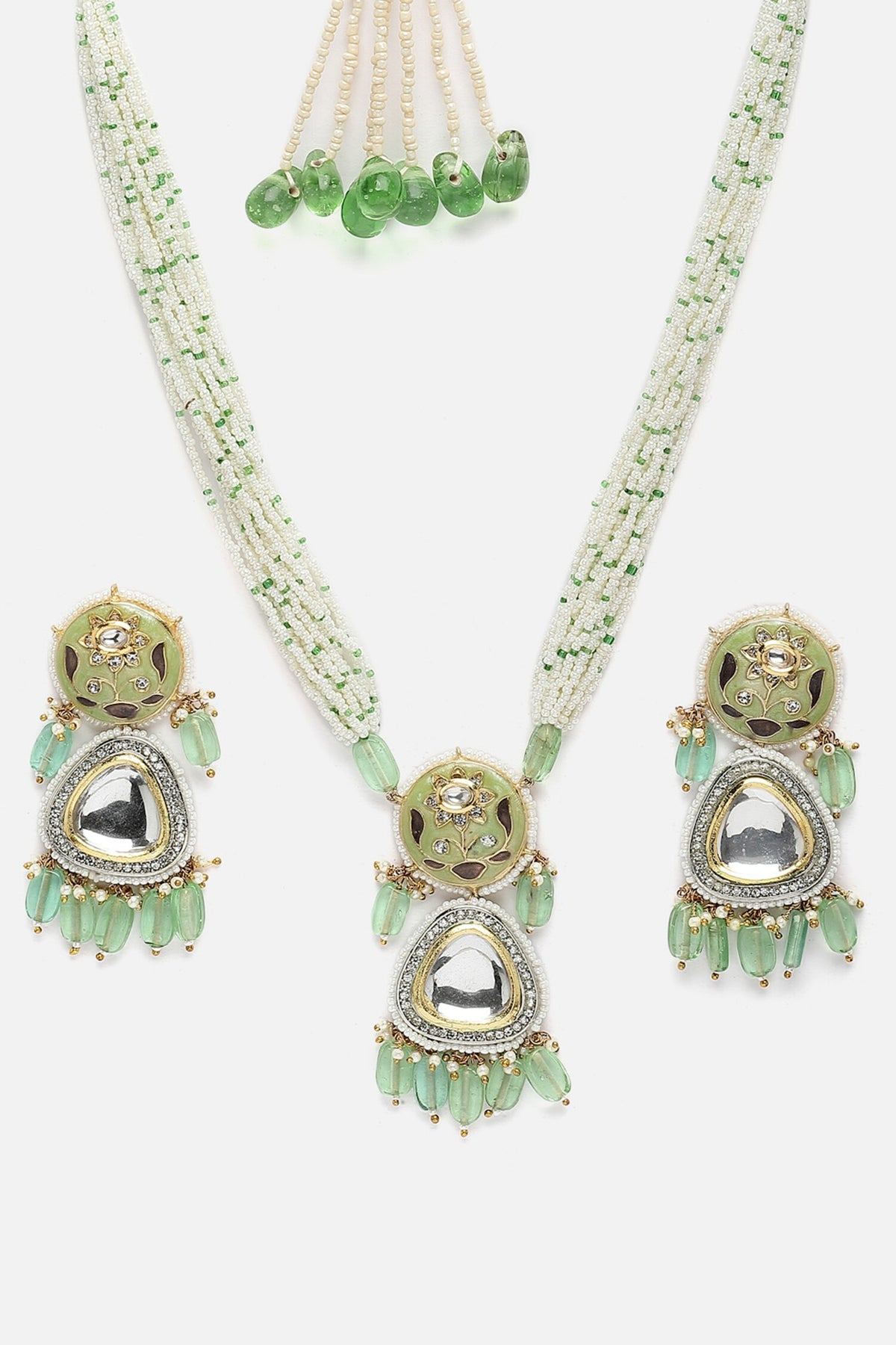 Gold Pearl Kundan Layered Necklace Set