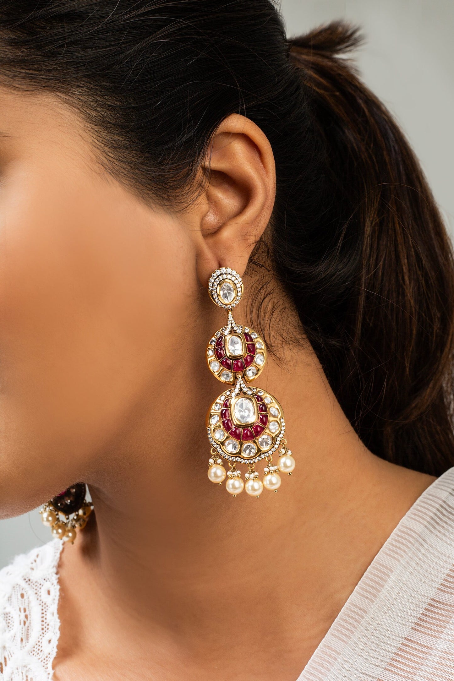 Floral Stone Embellished Earrings