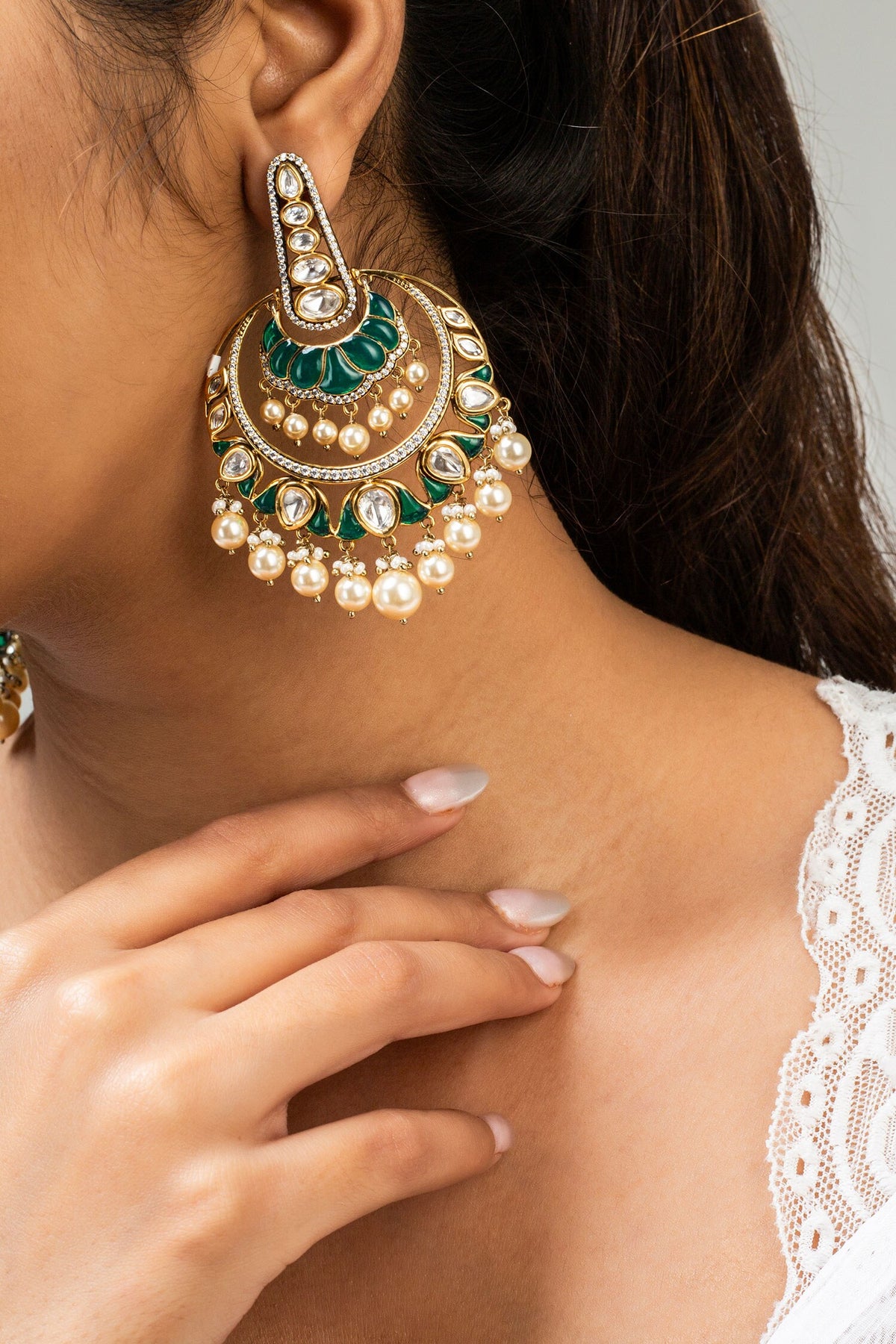 Antique Gold Plated Chandbali Earrings