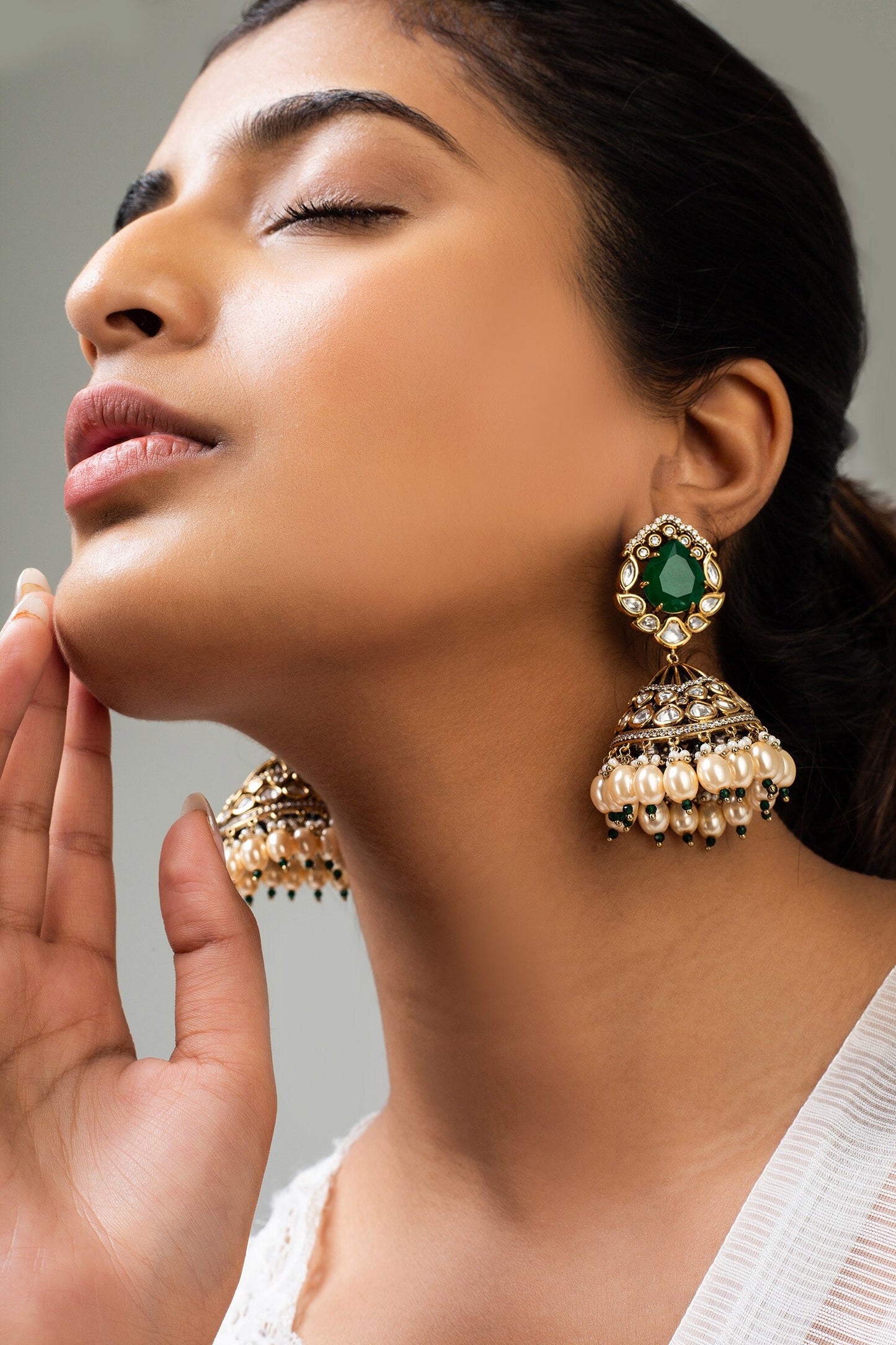 Antique Gold Geometric Jhumkas