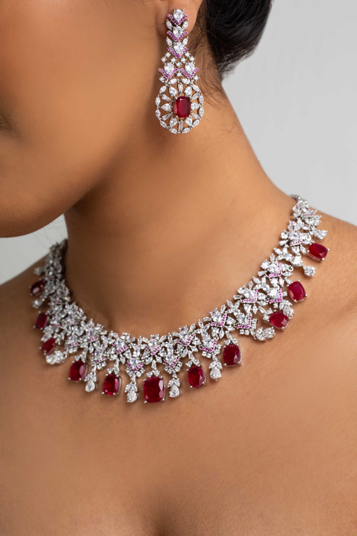 Stone Embellished Necklace Set