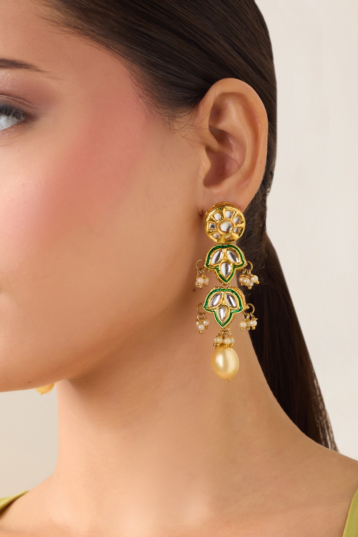 Natural Stone & Pearl Drop Earrings