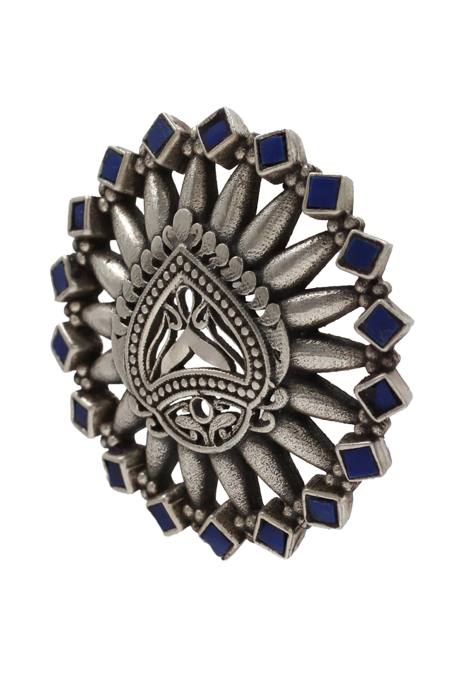 Kundan Cutwork Silver Ring
