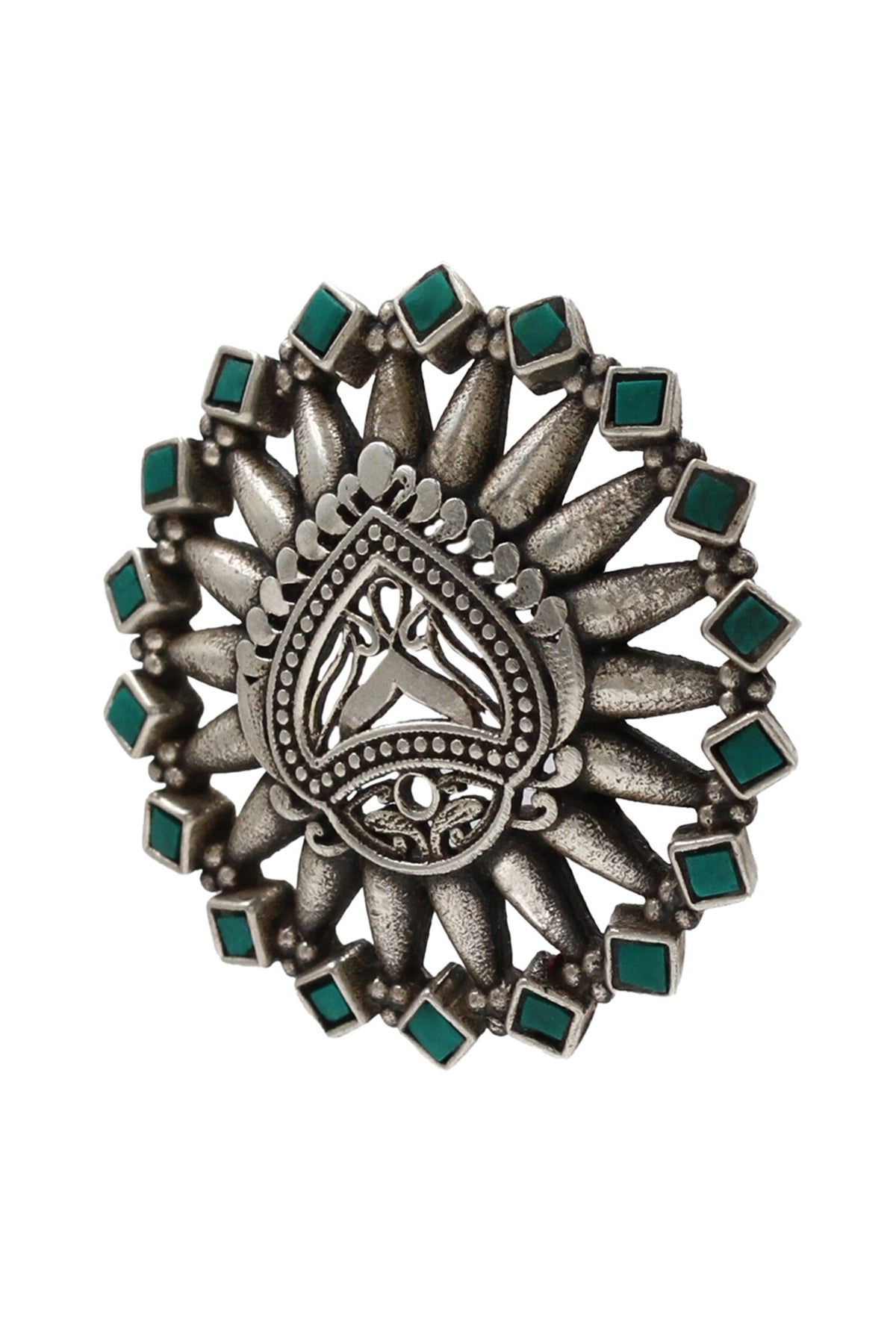 Kundan Cutwork Silver Ring