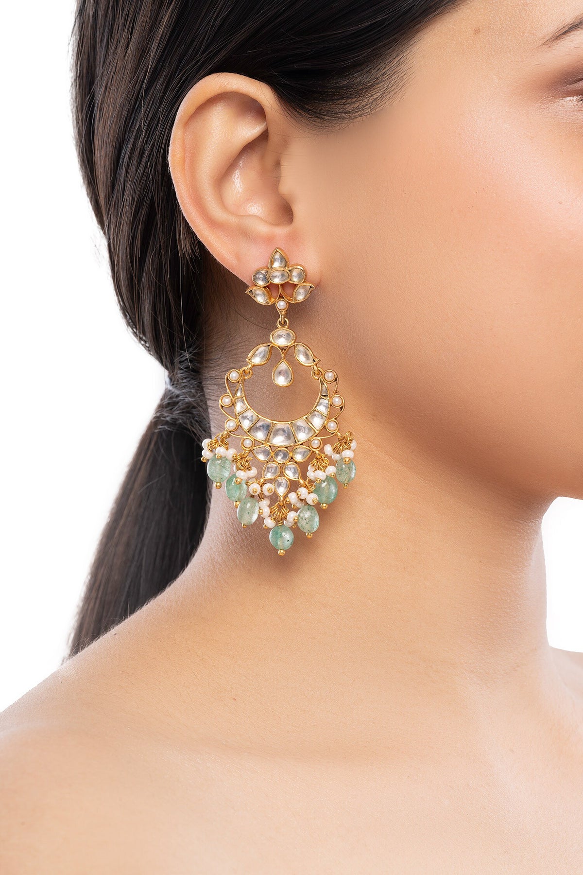 Gold Stone Embellished Chandbalis