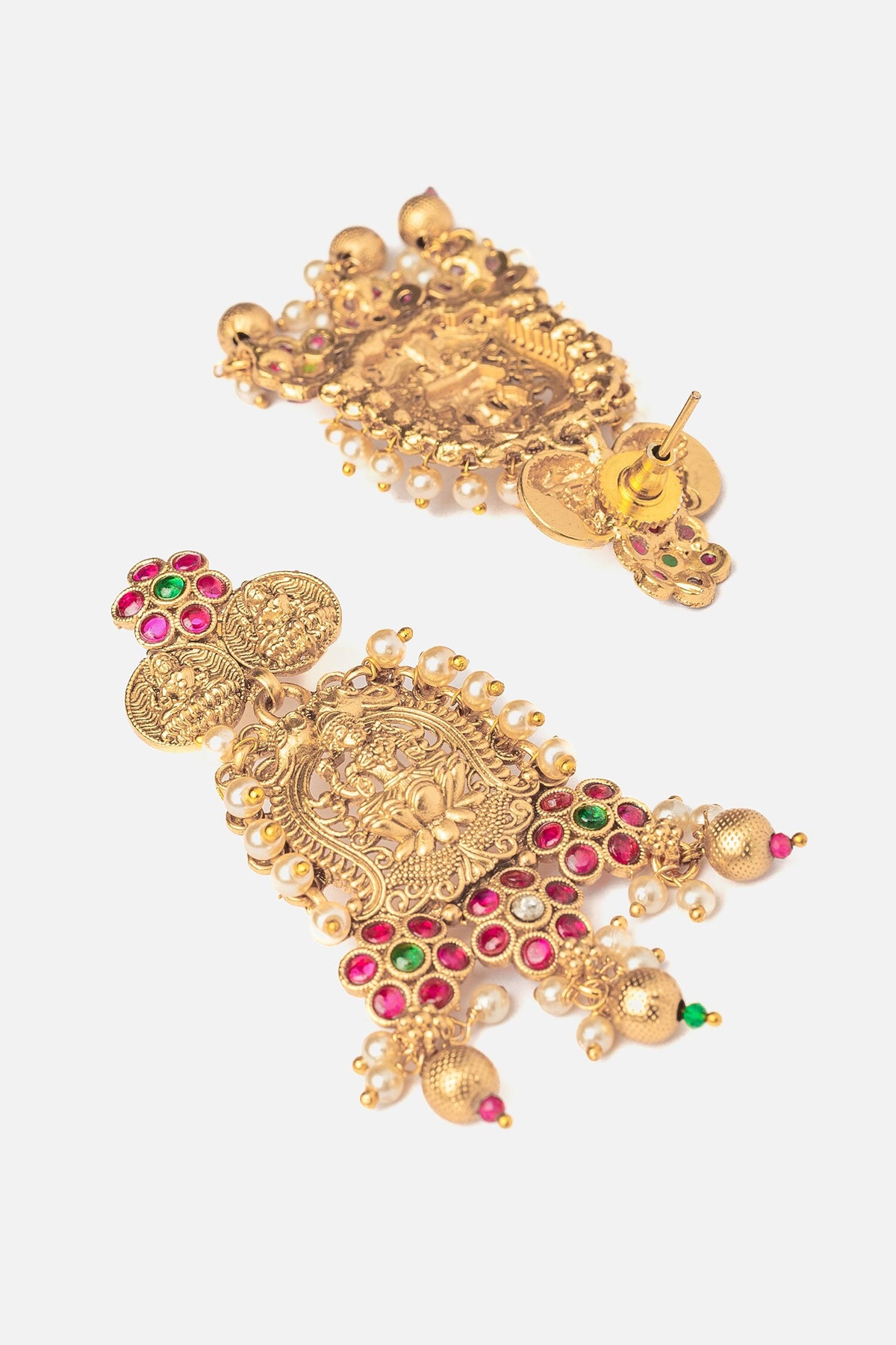 Gold Dangler Temple Earrings