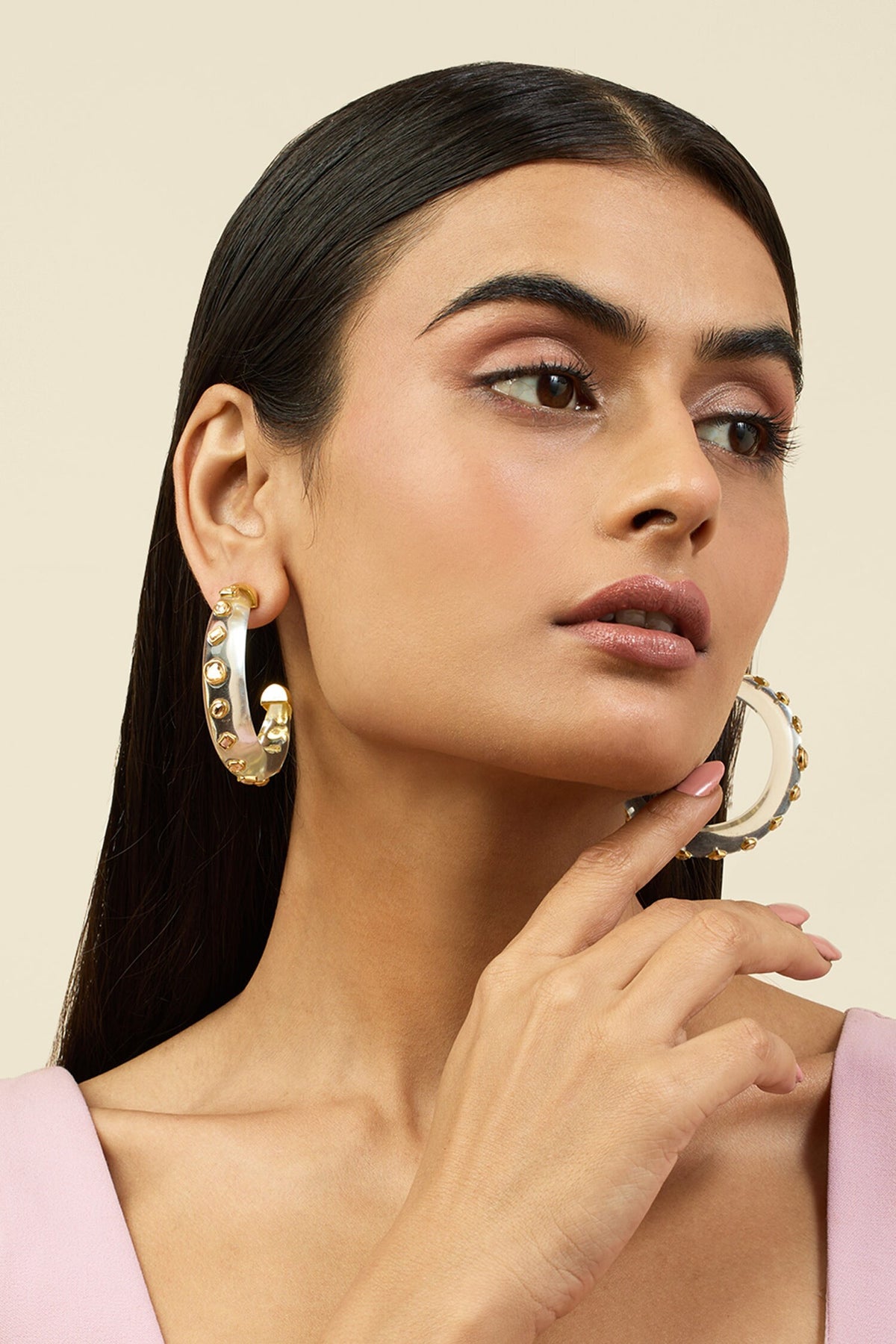 Crystal Embellished Hoop Earrings
