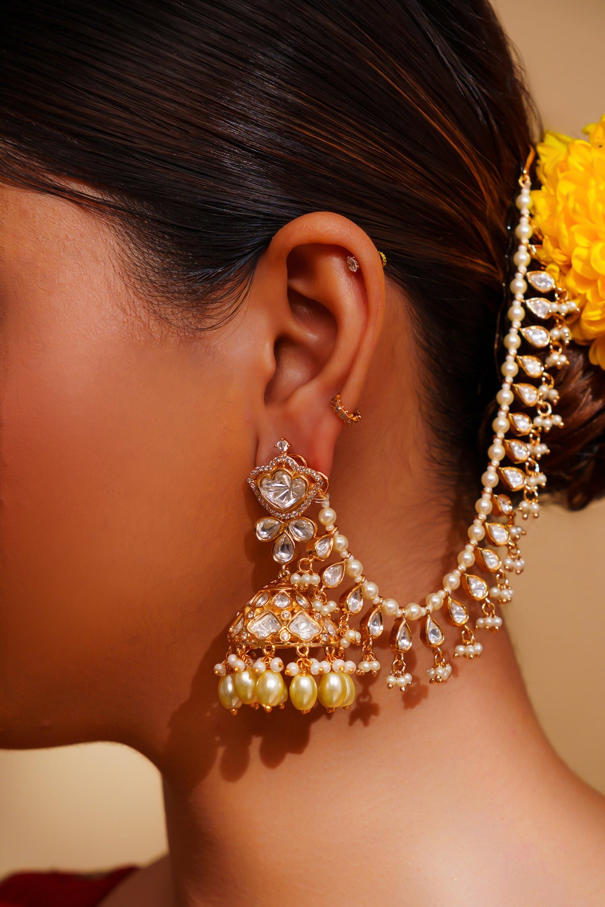 Kundan Polki Pair of Ear Chains