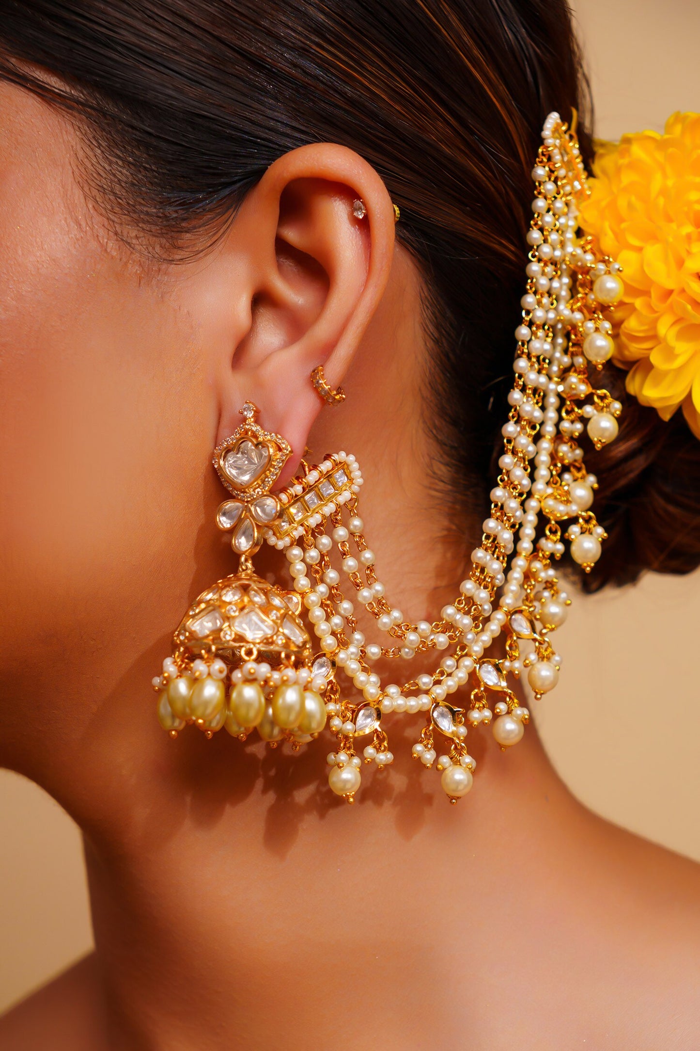 Kundan Polki Ear Chains