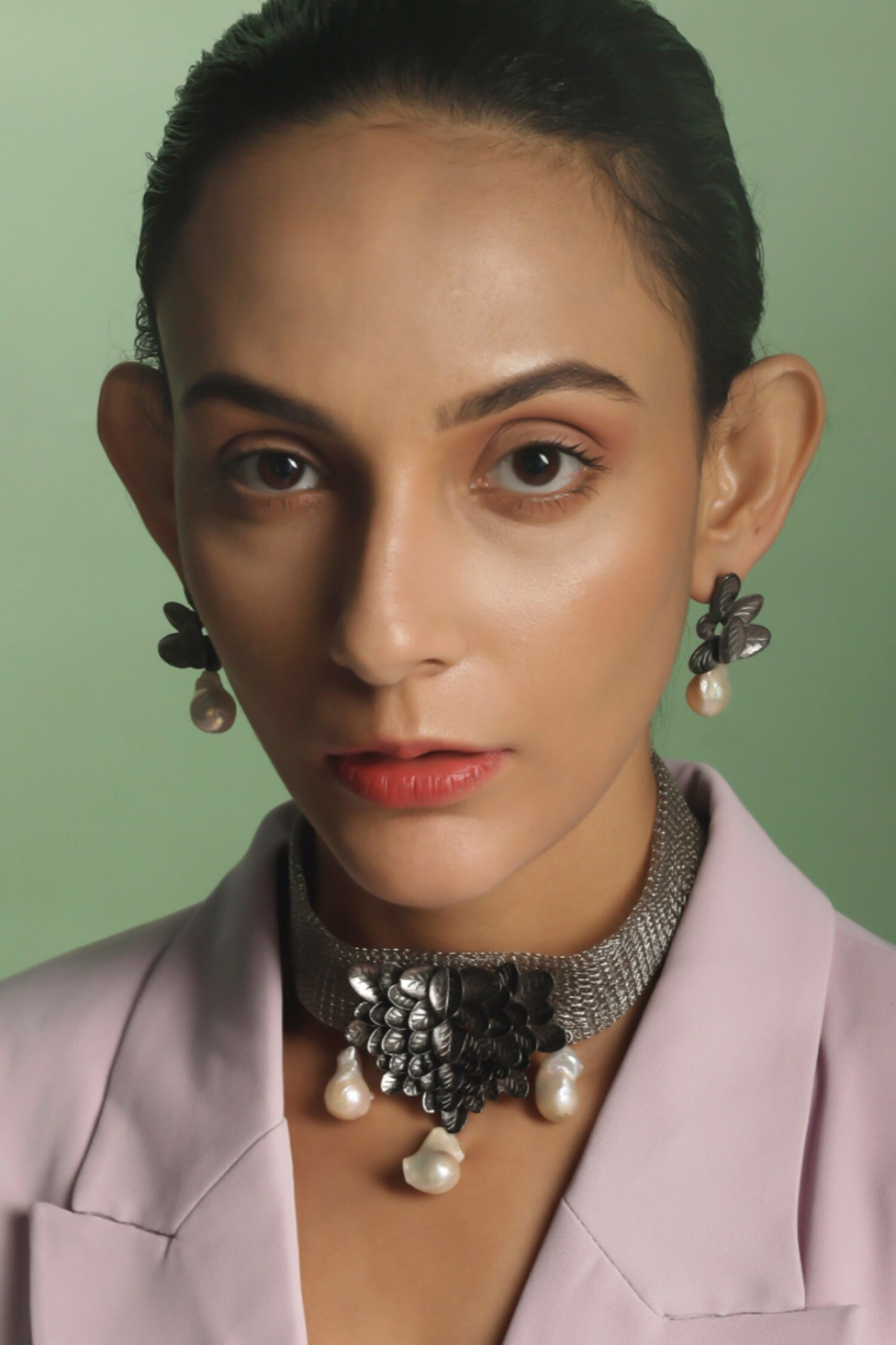 Handcrafted Baroque Pewter Choker