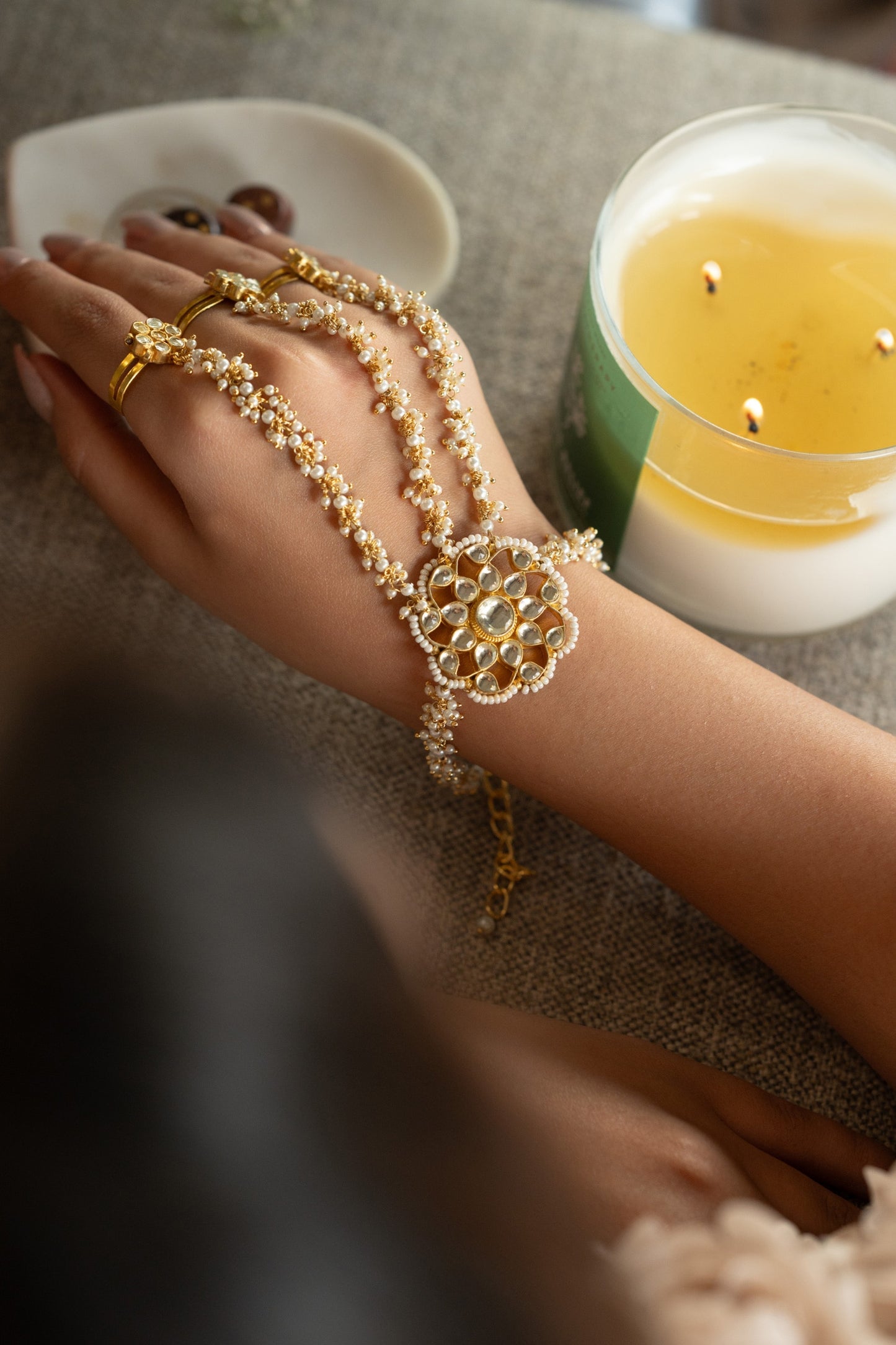 Kundan Hathphool Bracelet