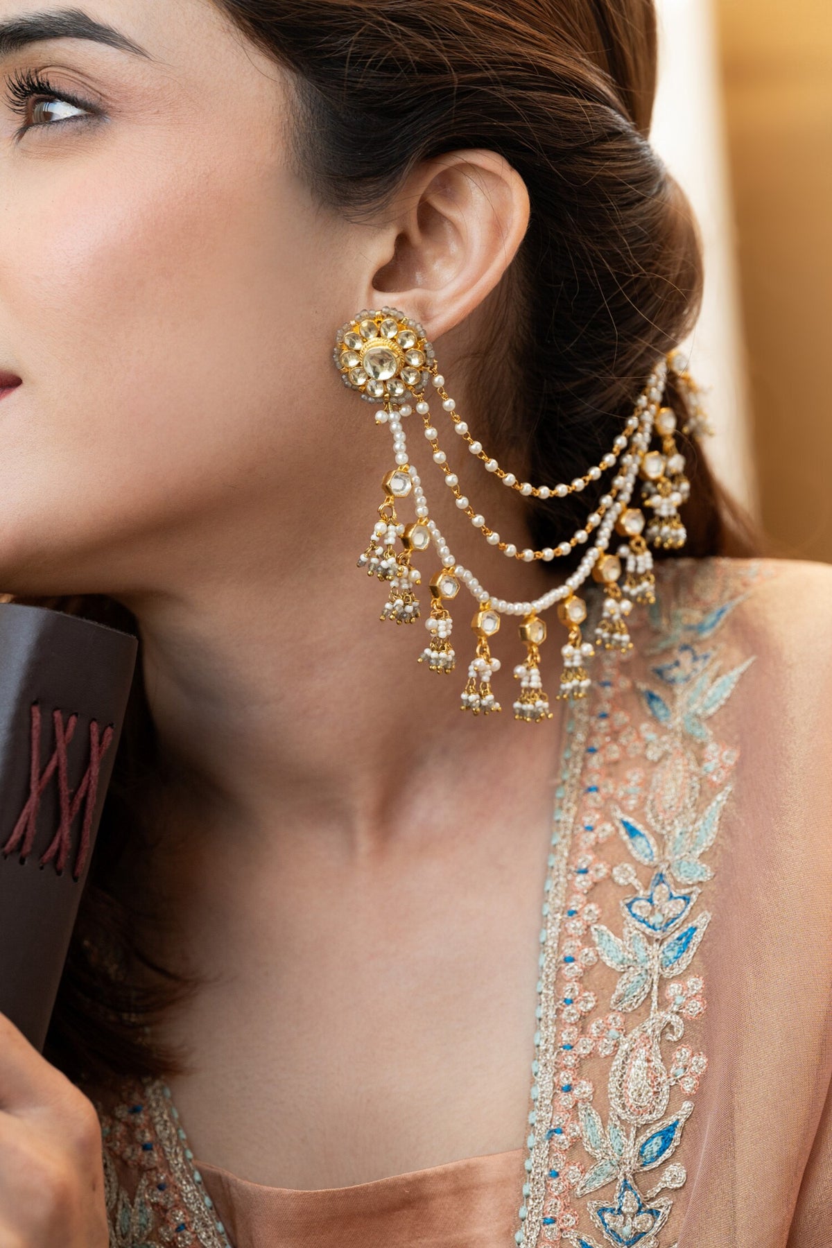 Kundan Onyx Designer Earrings