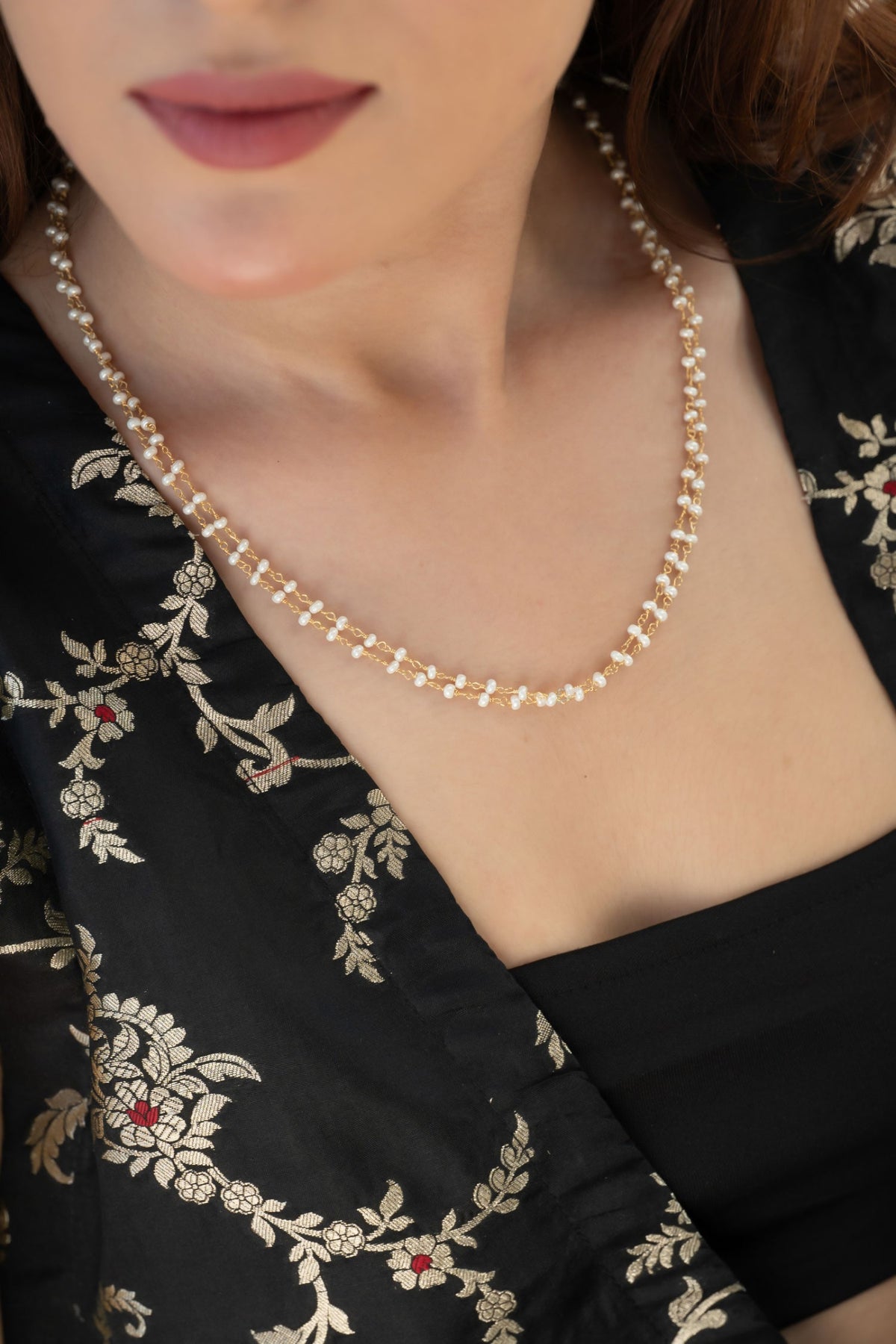 Gold Pearl Contemporary Necklace
