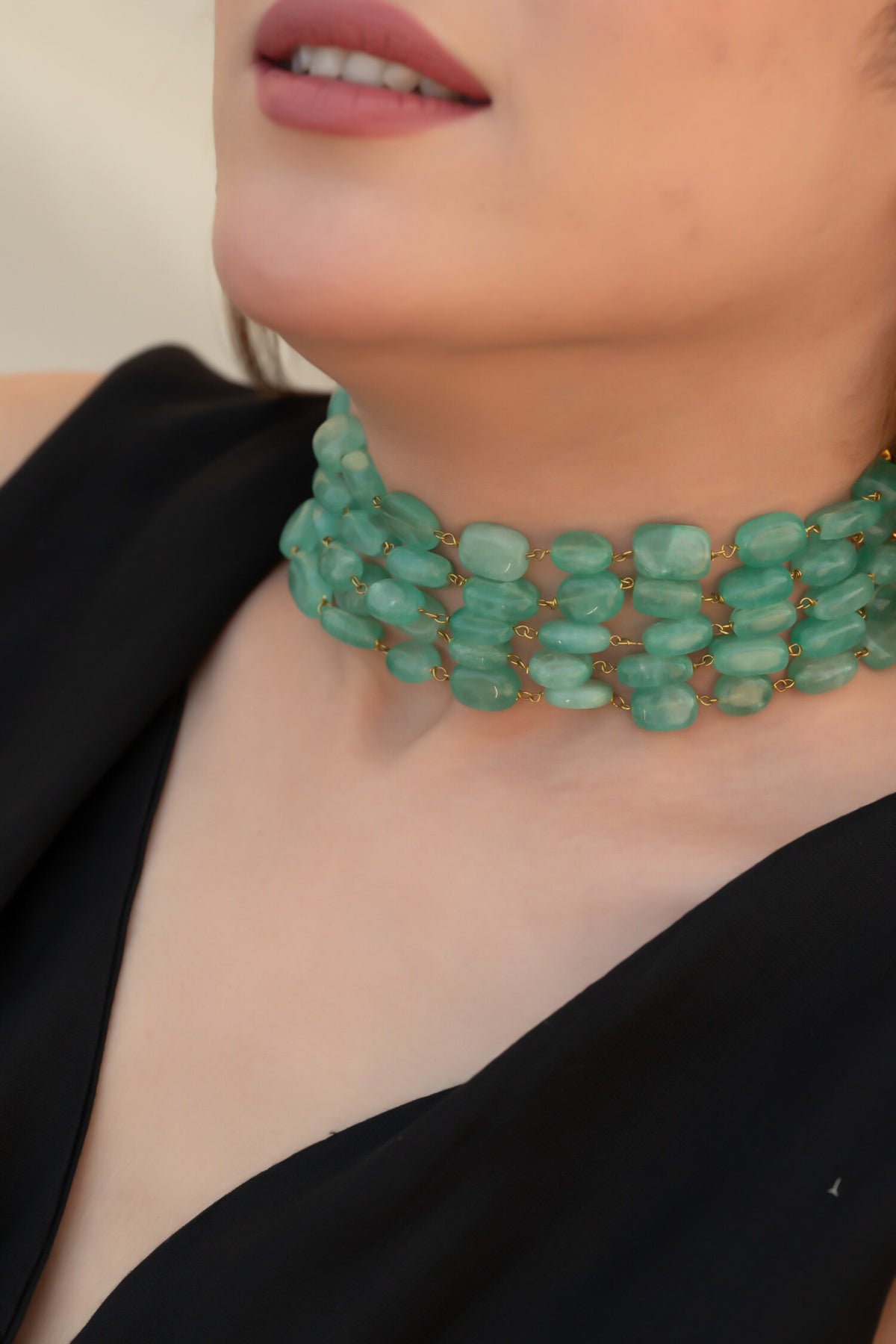 Layered Fluorite Choker Necklace
