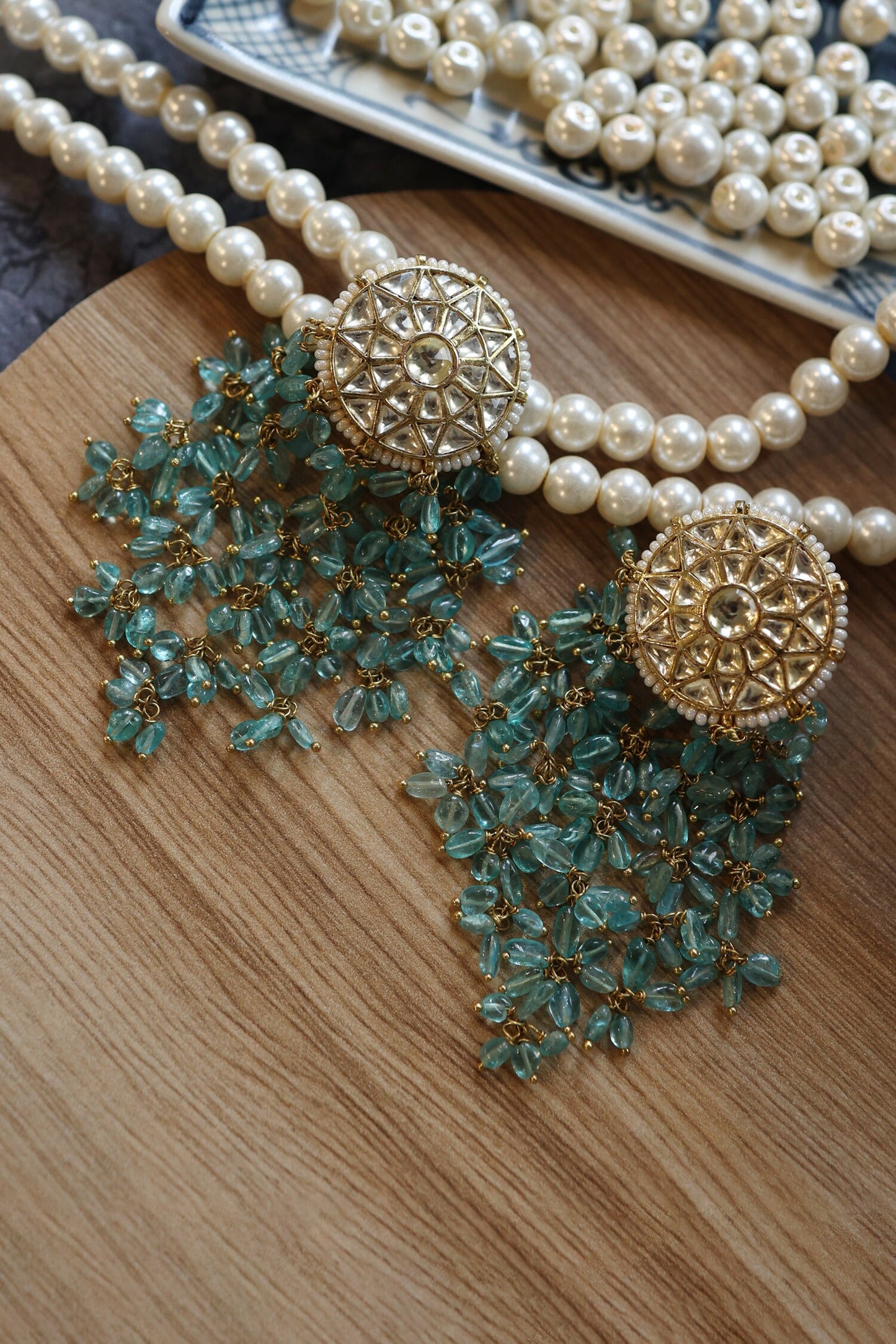 Turquoise Kundan Danglers