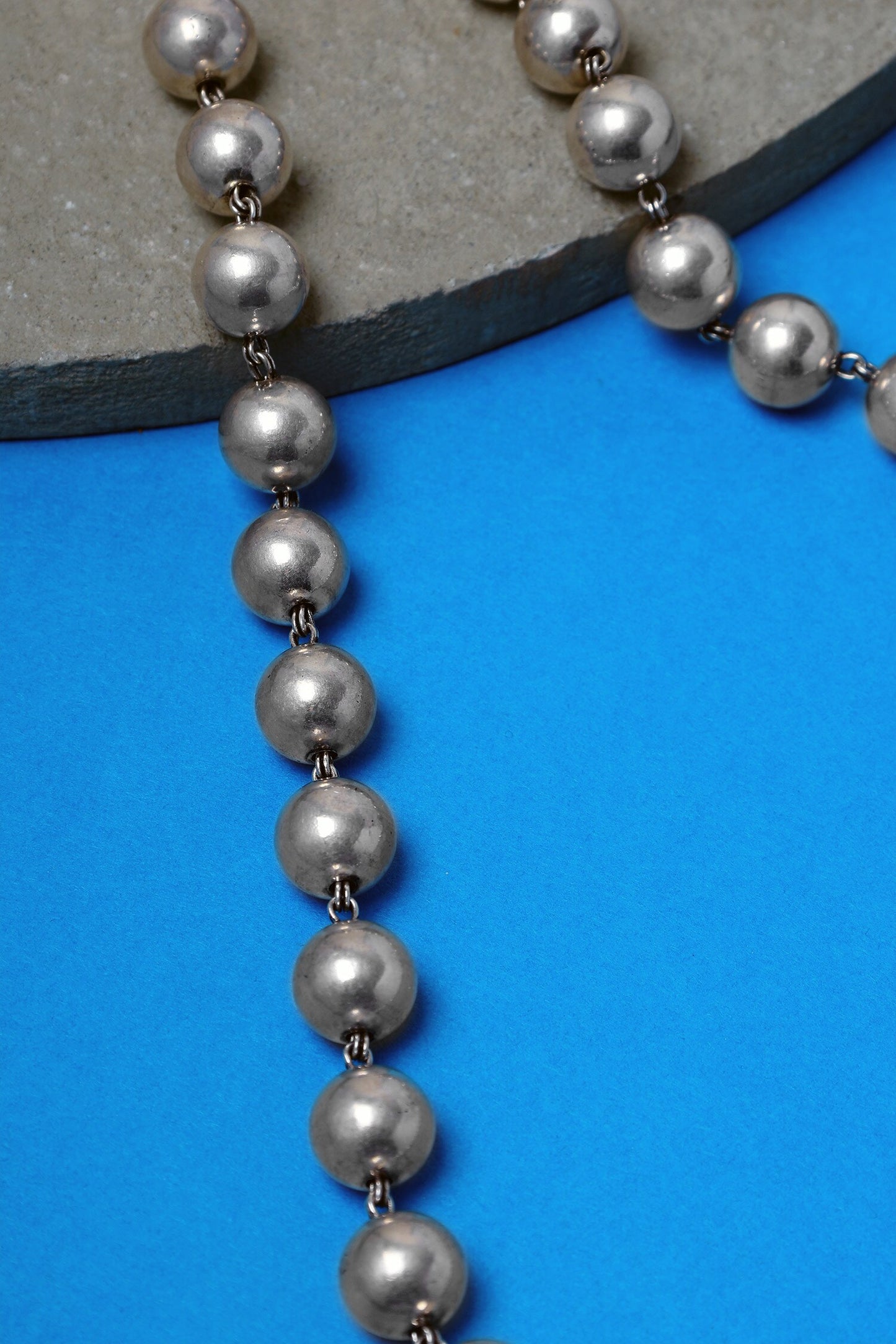 Silver Bead Long Necklace