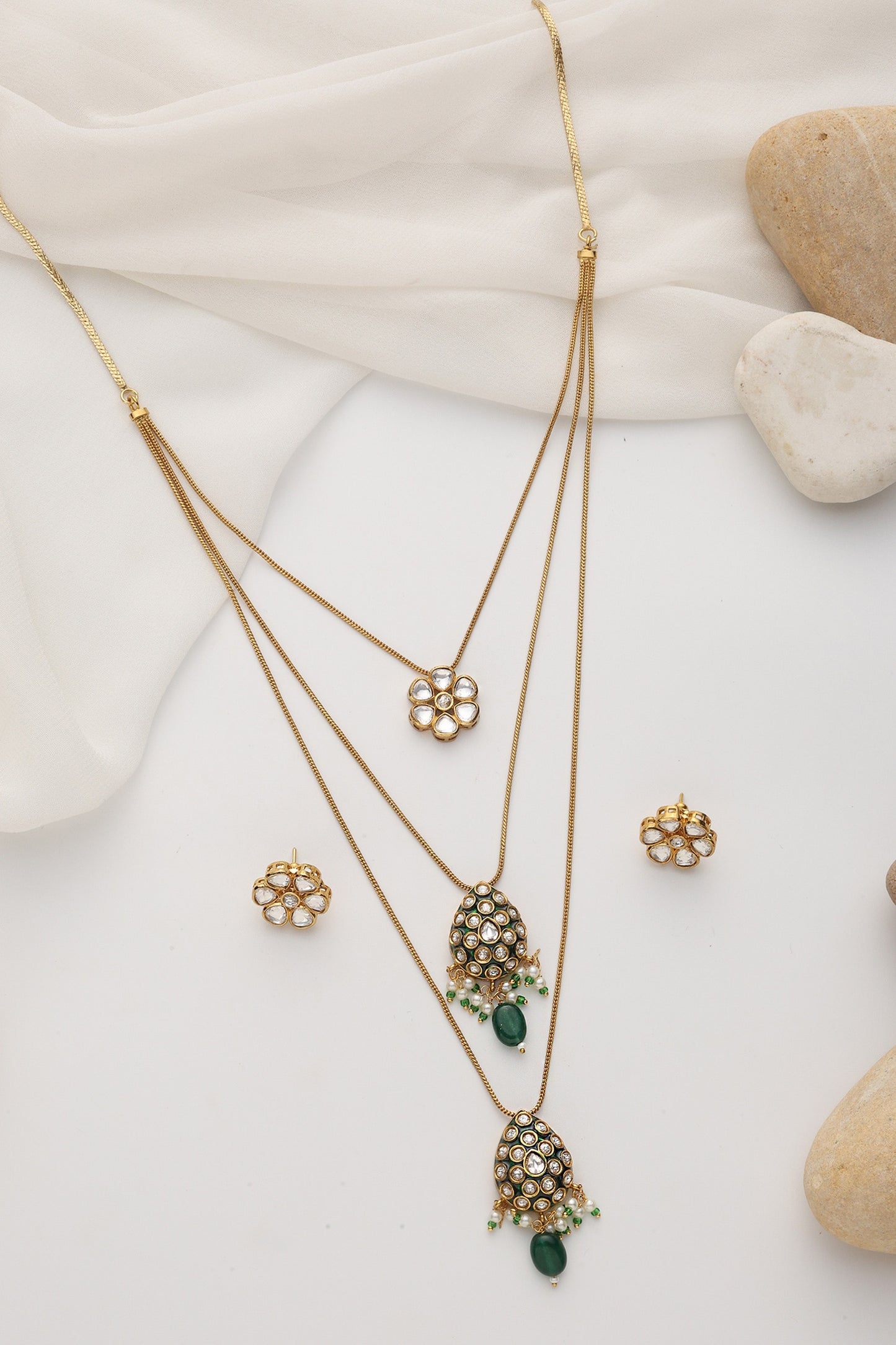 Polki Layered Necklace Set