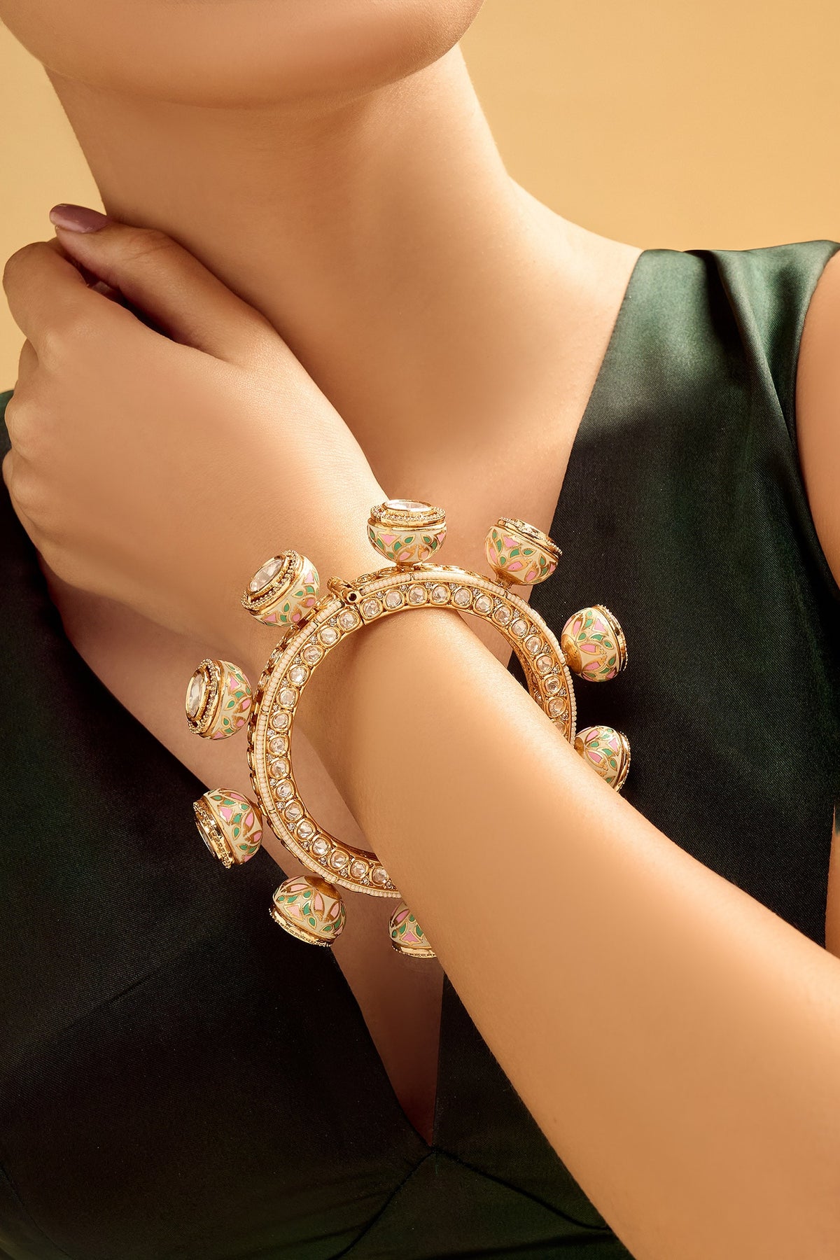 Multicolor Brass Bangle With Stones