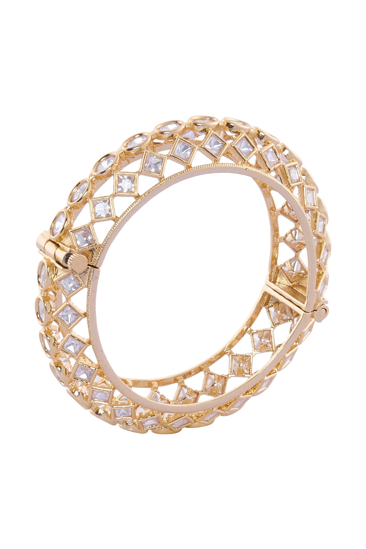 Gold & White Stone Embellished Bangles