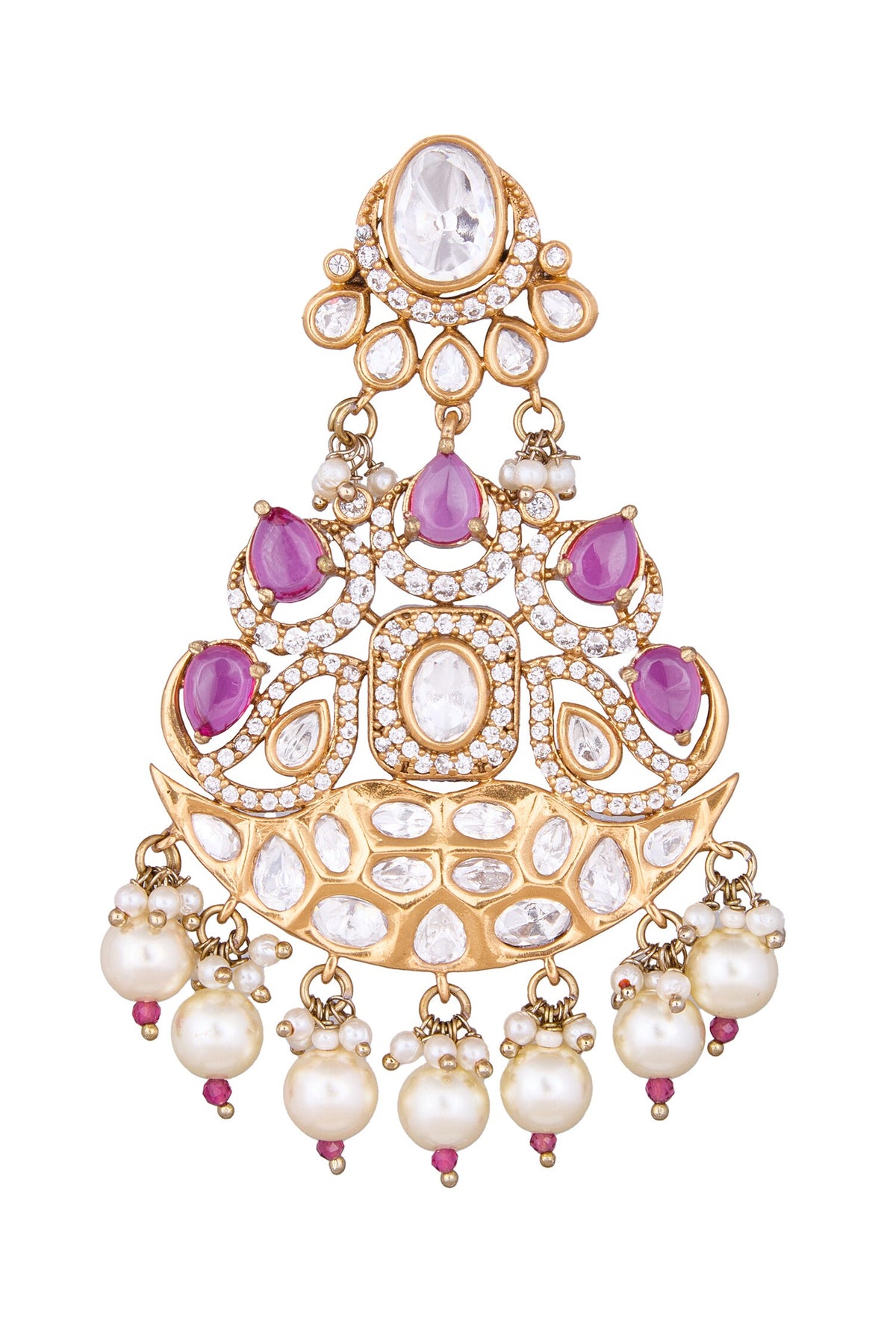 Ruby Stone Embellished Dangler Earrings