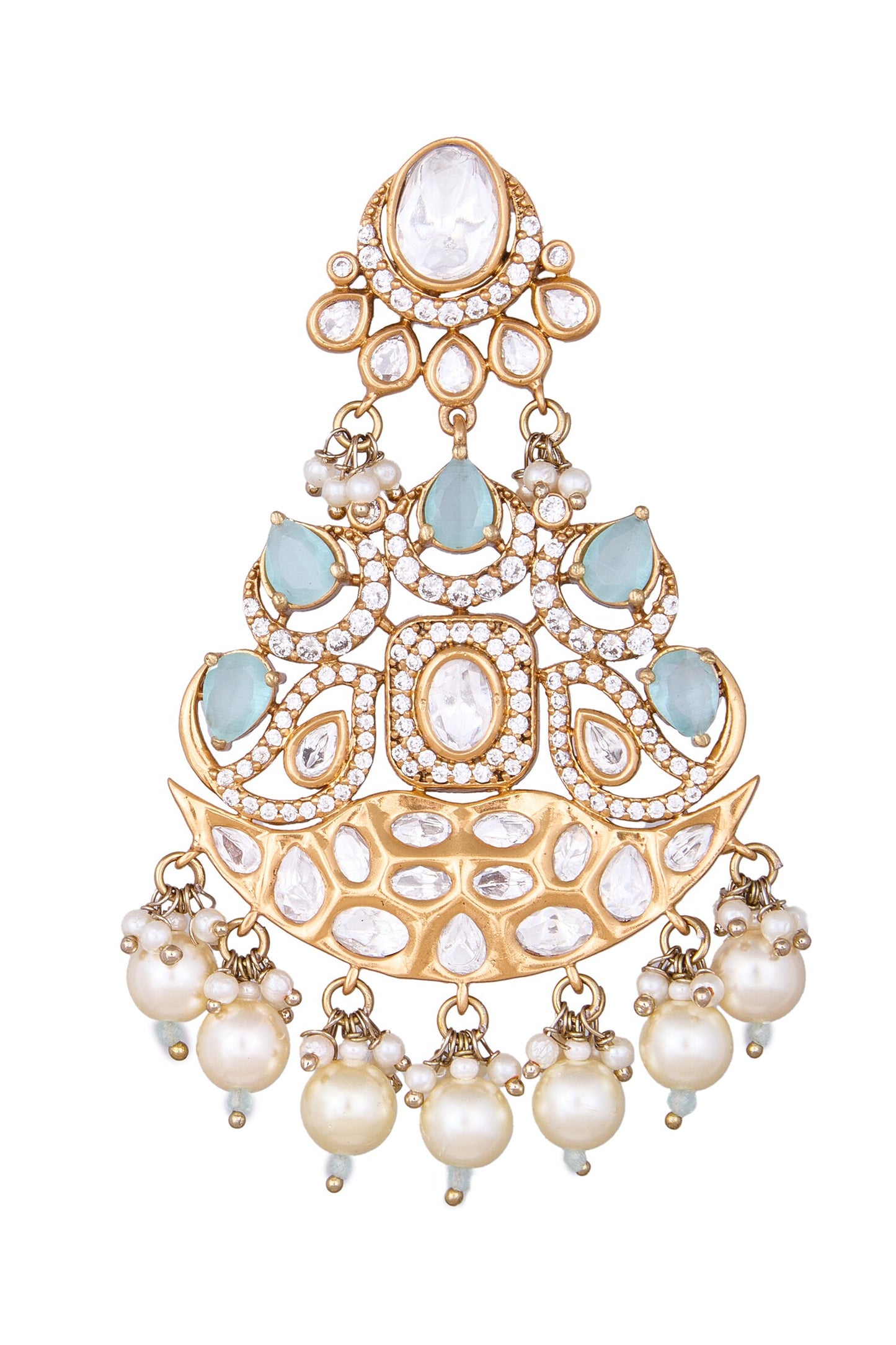 Aqua Stone Embellished Dangler Earrings