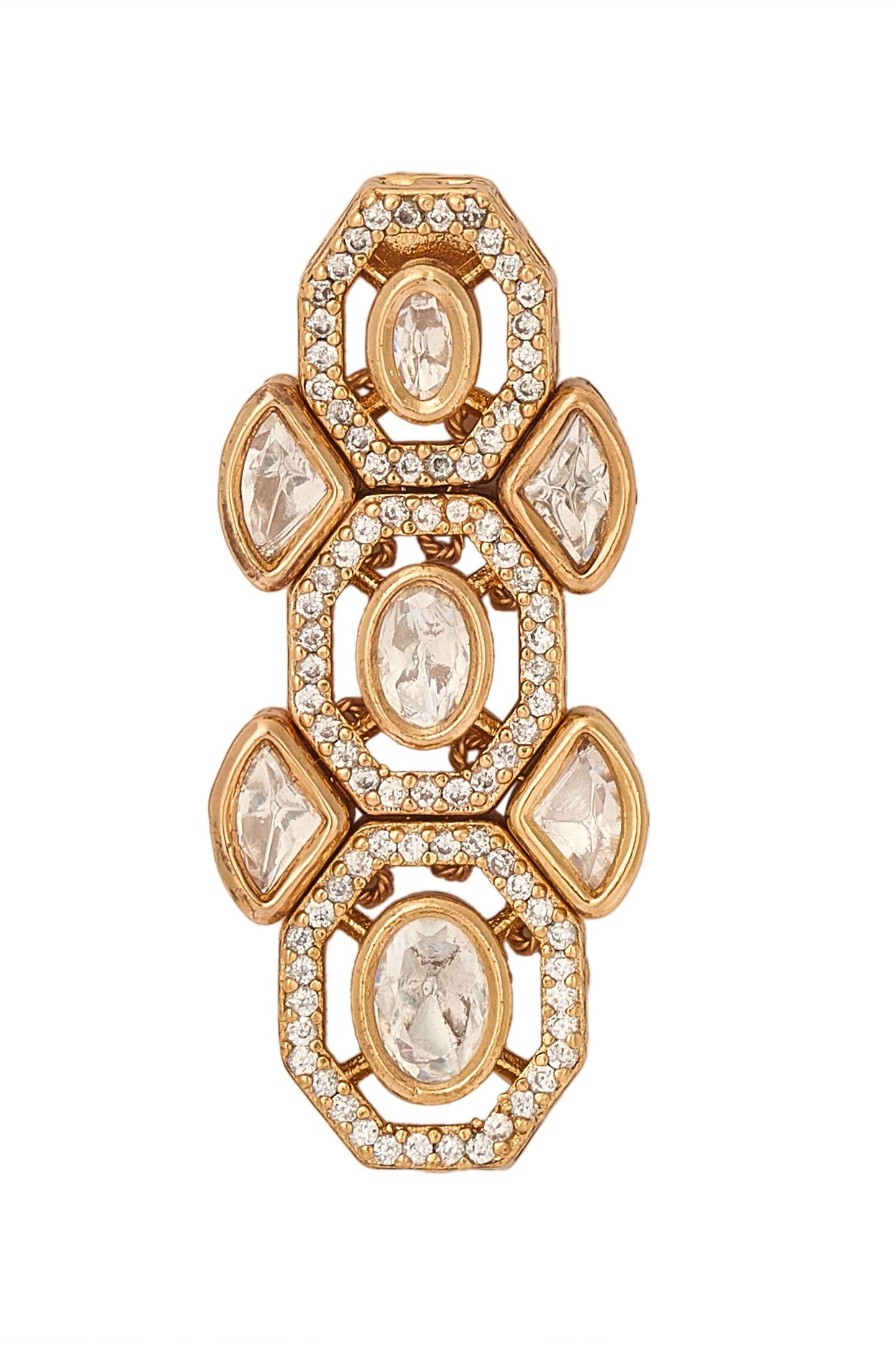 Gold & White Necklace Earring Set