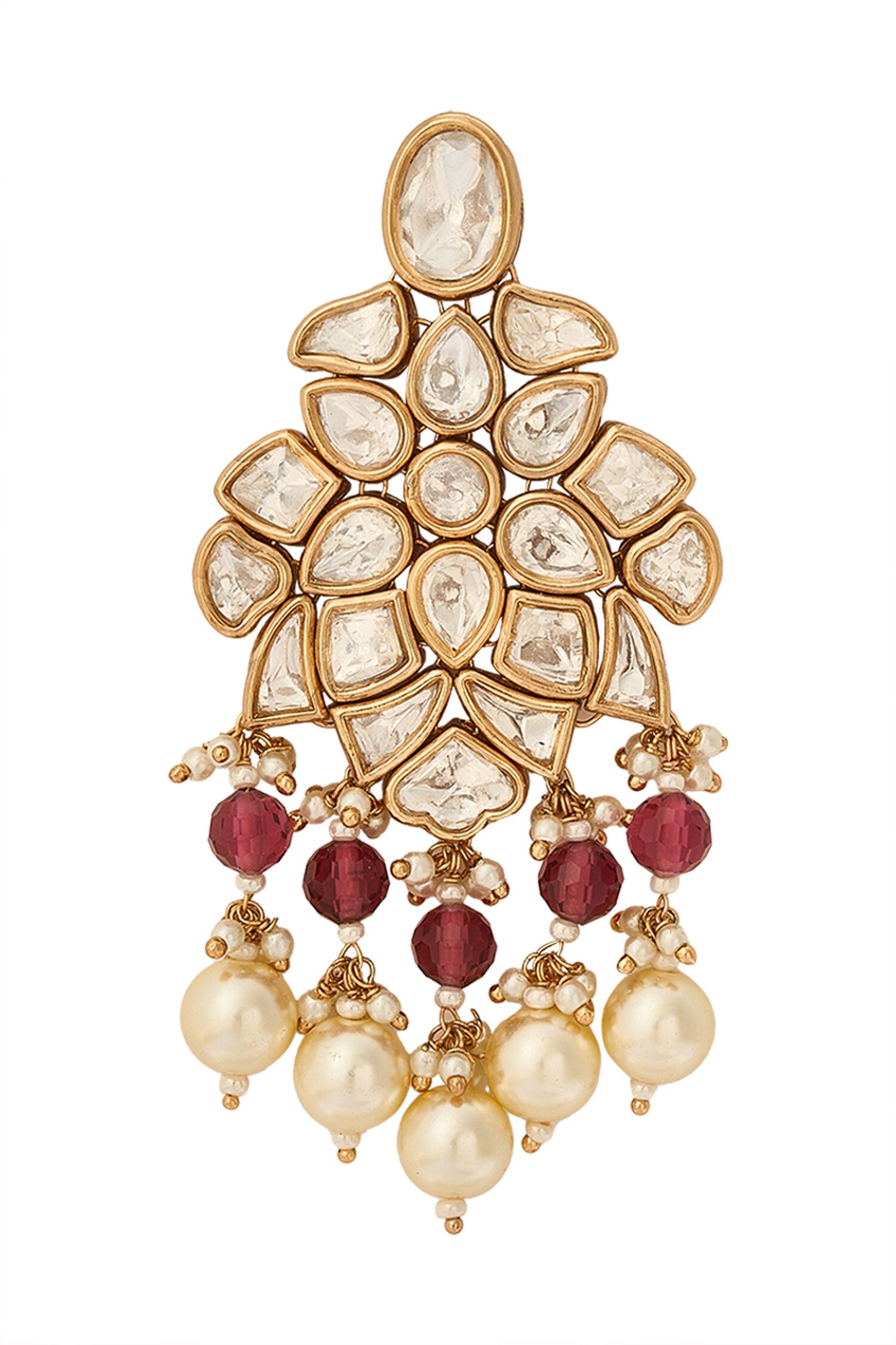 Ruby Brass Necklace & Earring Set