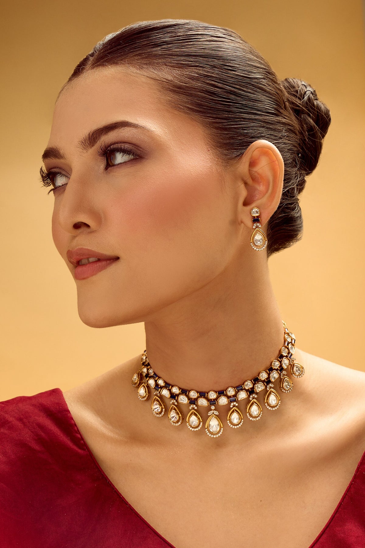 Blue Brass Necklace & Earring Set