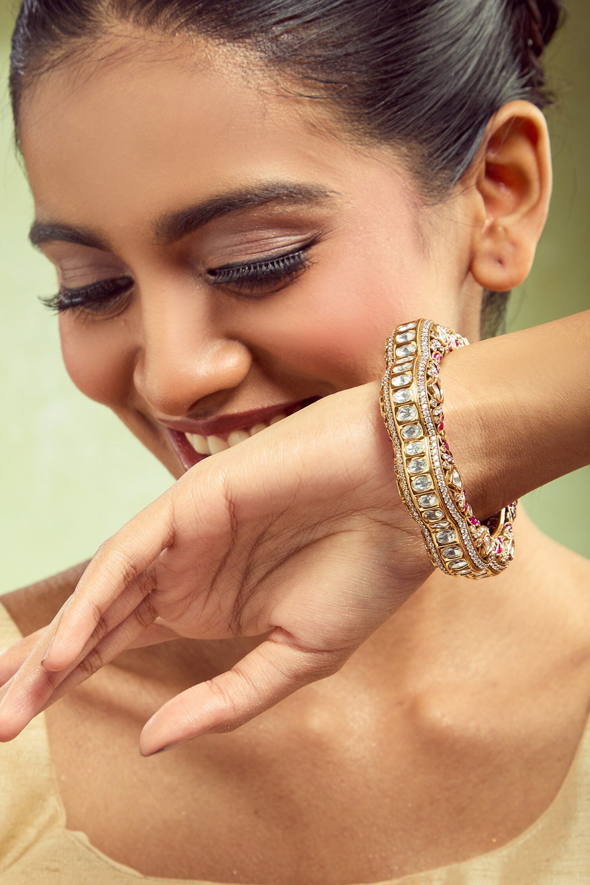 Ruby & Gold Decorative Bangle