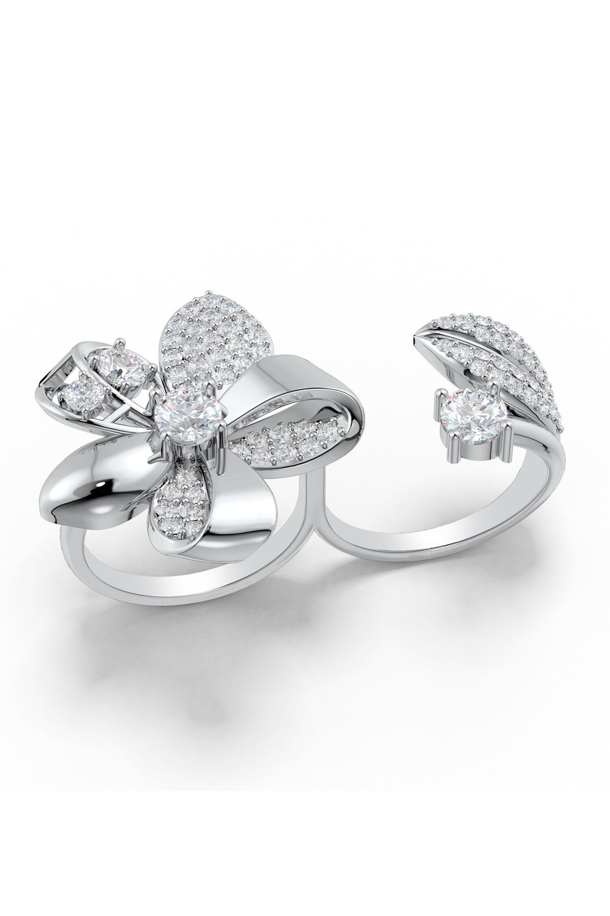 Floral Motif Sterling Silver Ring