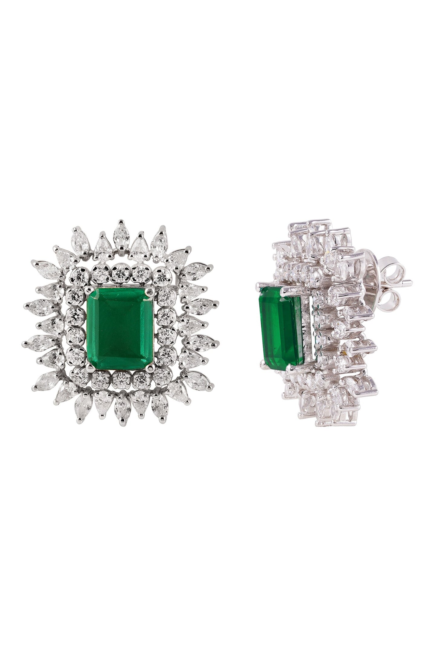 Green Stone Stud Earrings