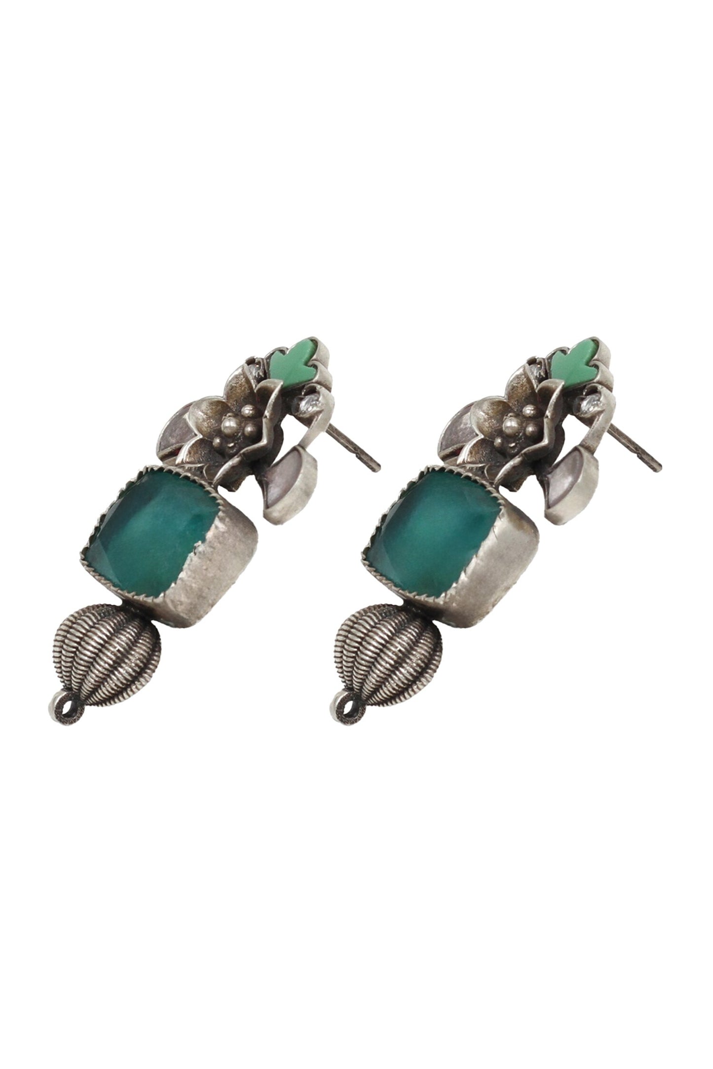Handcrafted Silver Onyx Dangle Earrings