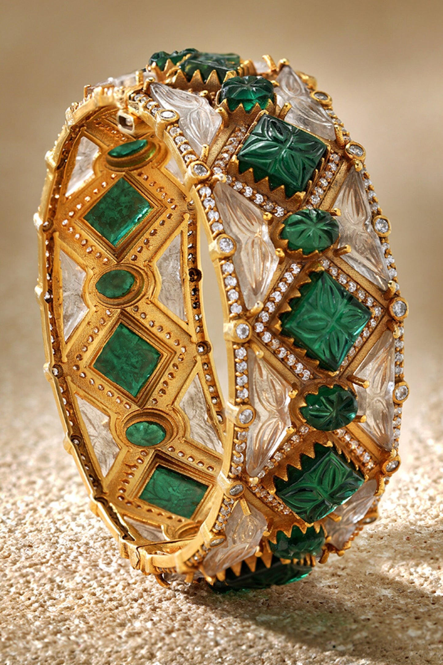 Emerald Melon Silver Bangle