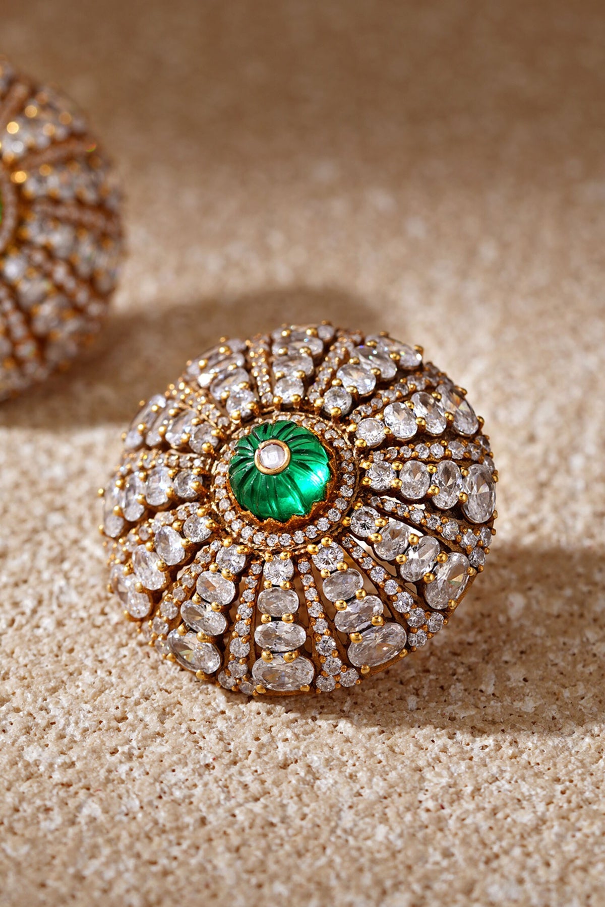 Emerald Green Diamond Stud Earrings