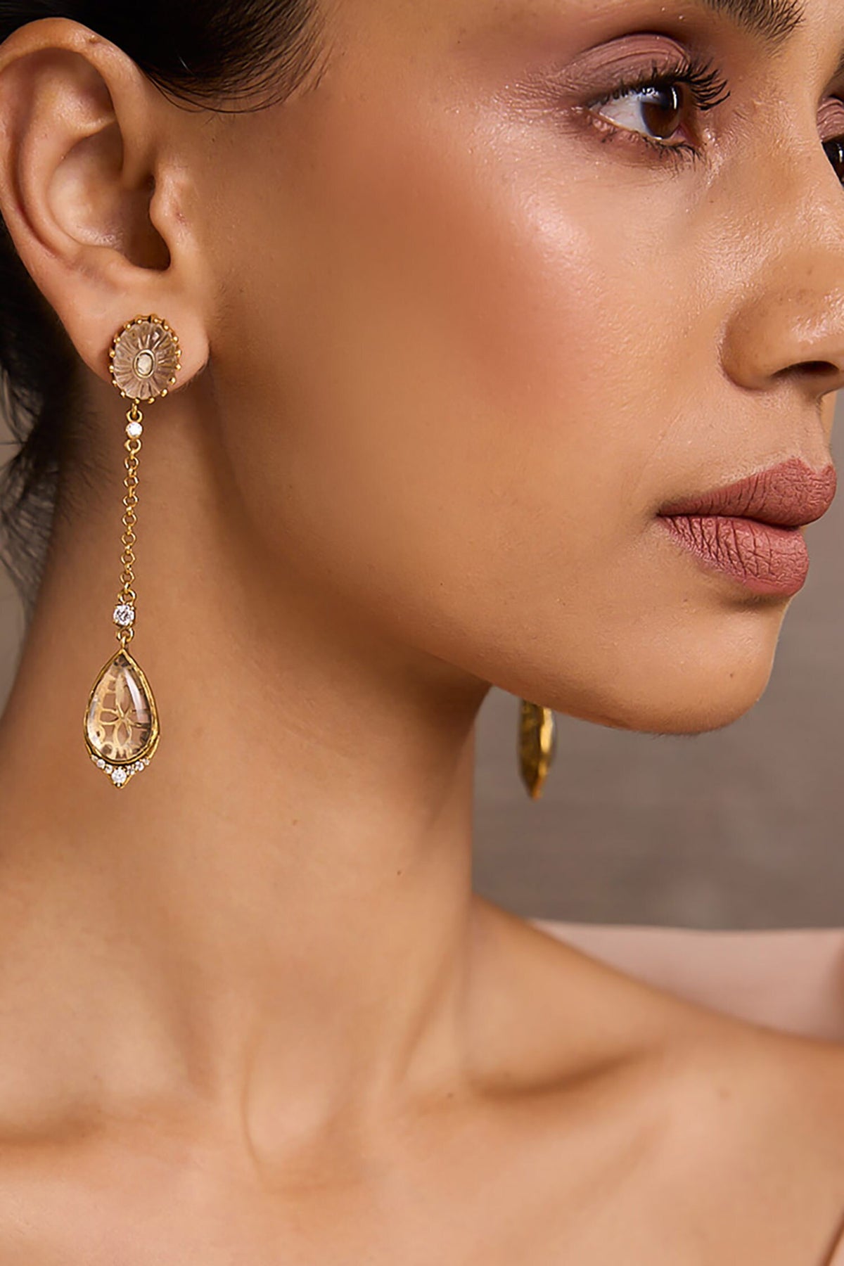 Rock Crystal Long Earrings