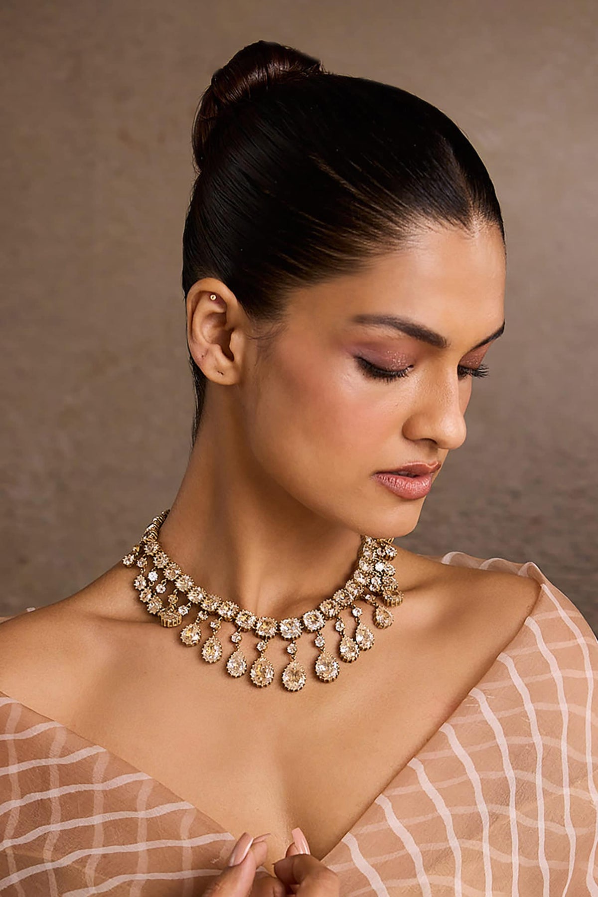 Gold Pear Collar Necklace