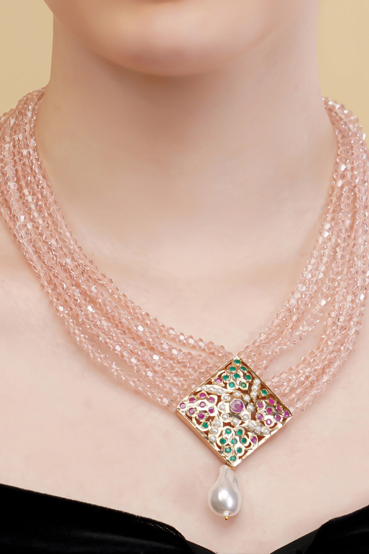 Gold-Plated Multi Strand Pendant Necklace