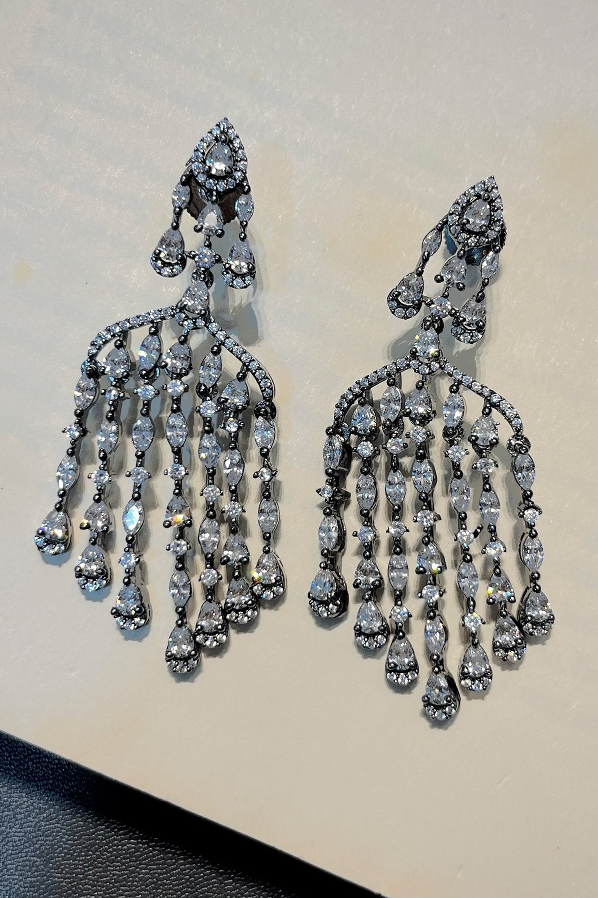 Silver Designer Chandeliers Earrings