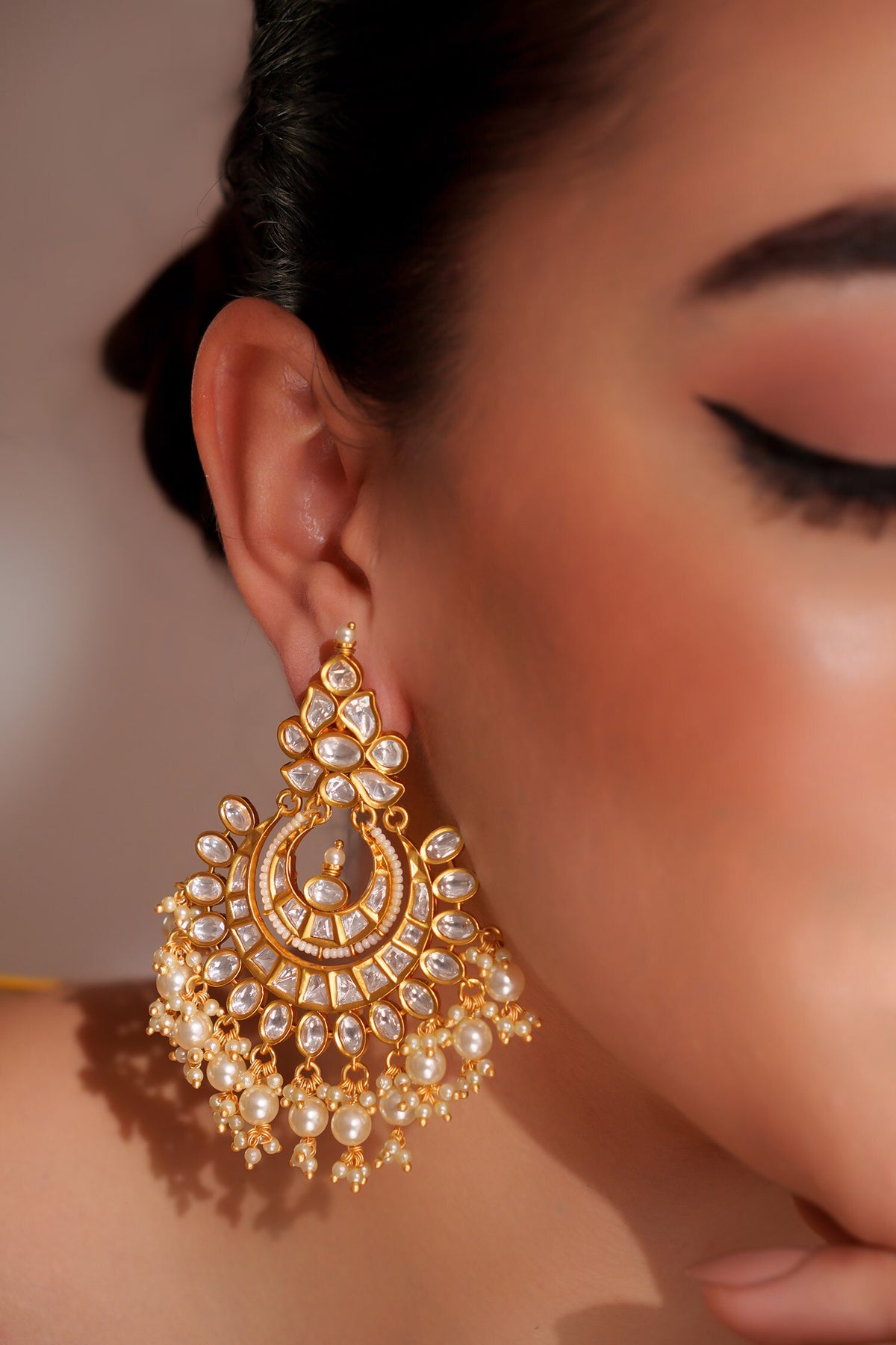 Kundan Polki Gold Finish Danglers