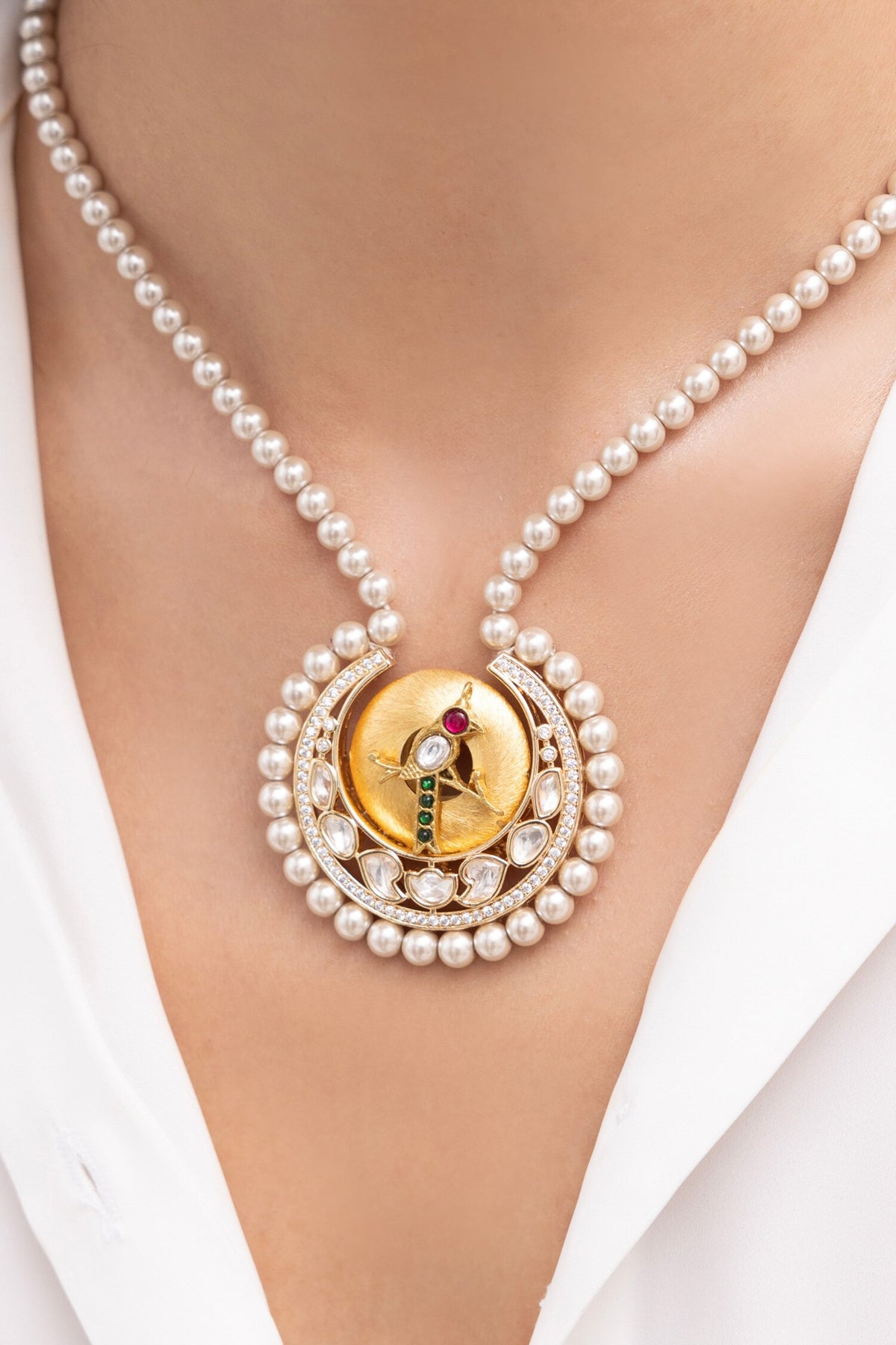 Chaitri Gold Finish Pearl Necklace