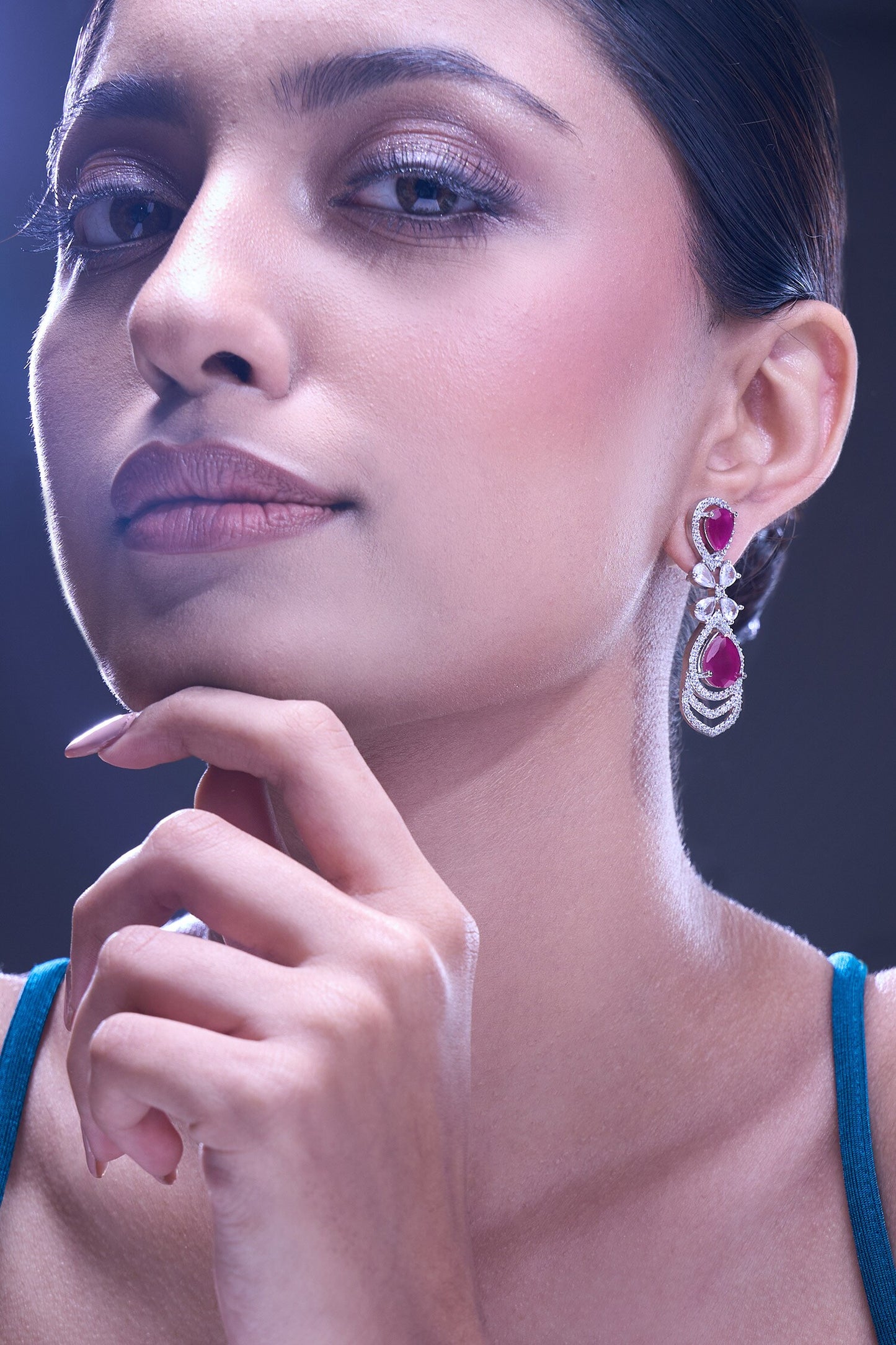 Ruby American Diamond Earrings