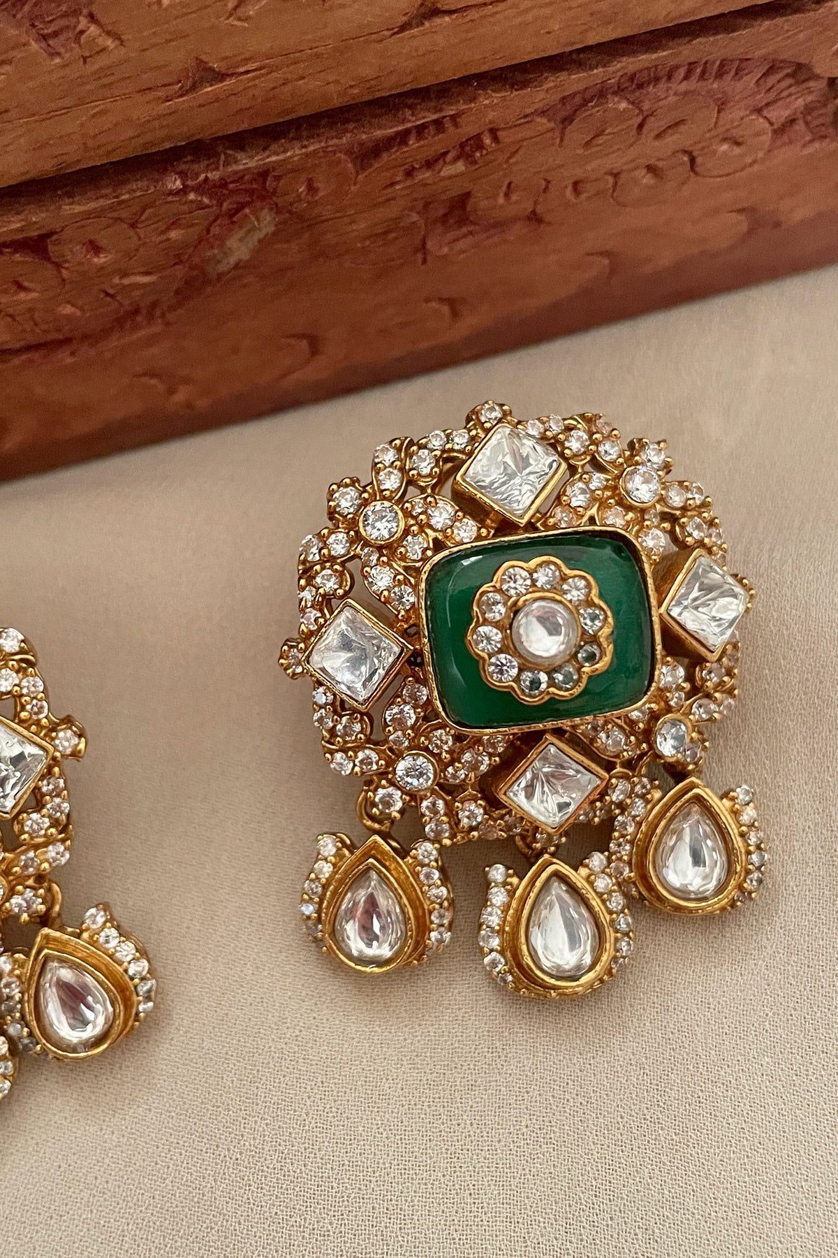 Designer Green Earring with Crystals