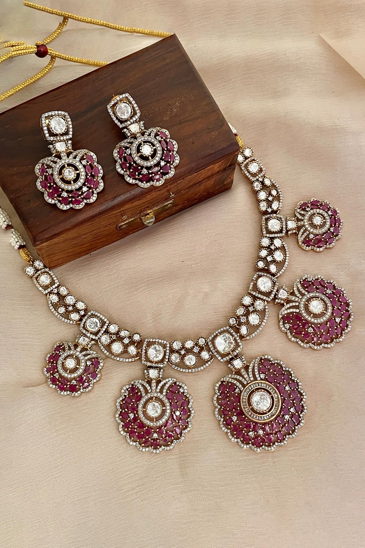 Designer Pink Necklace & Earring Set