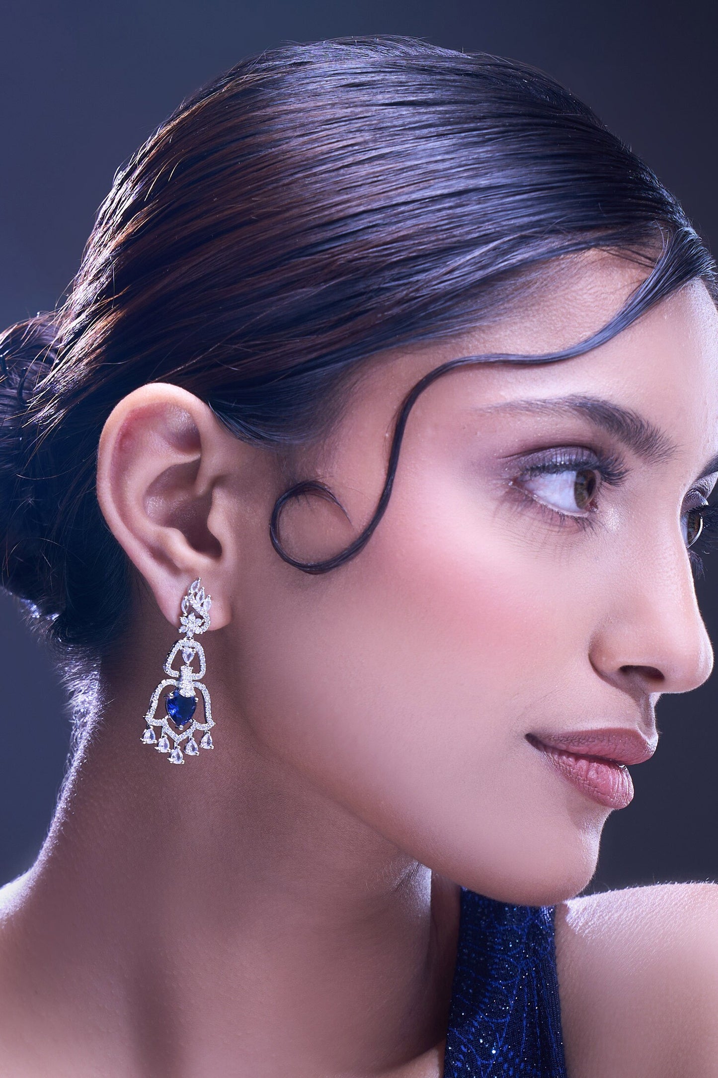 Blue American Diamond Earrings