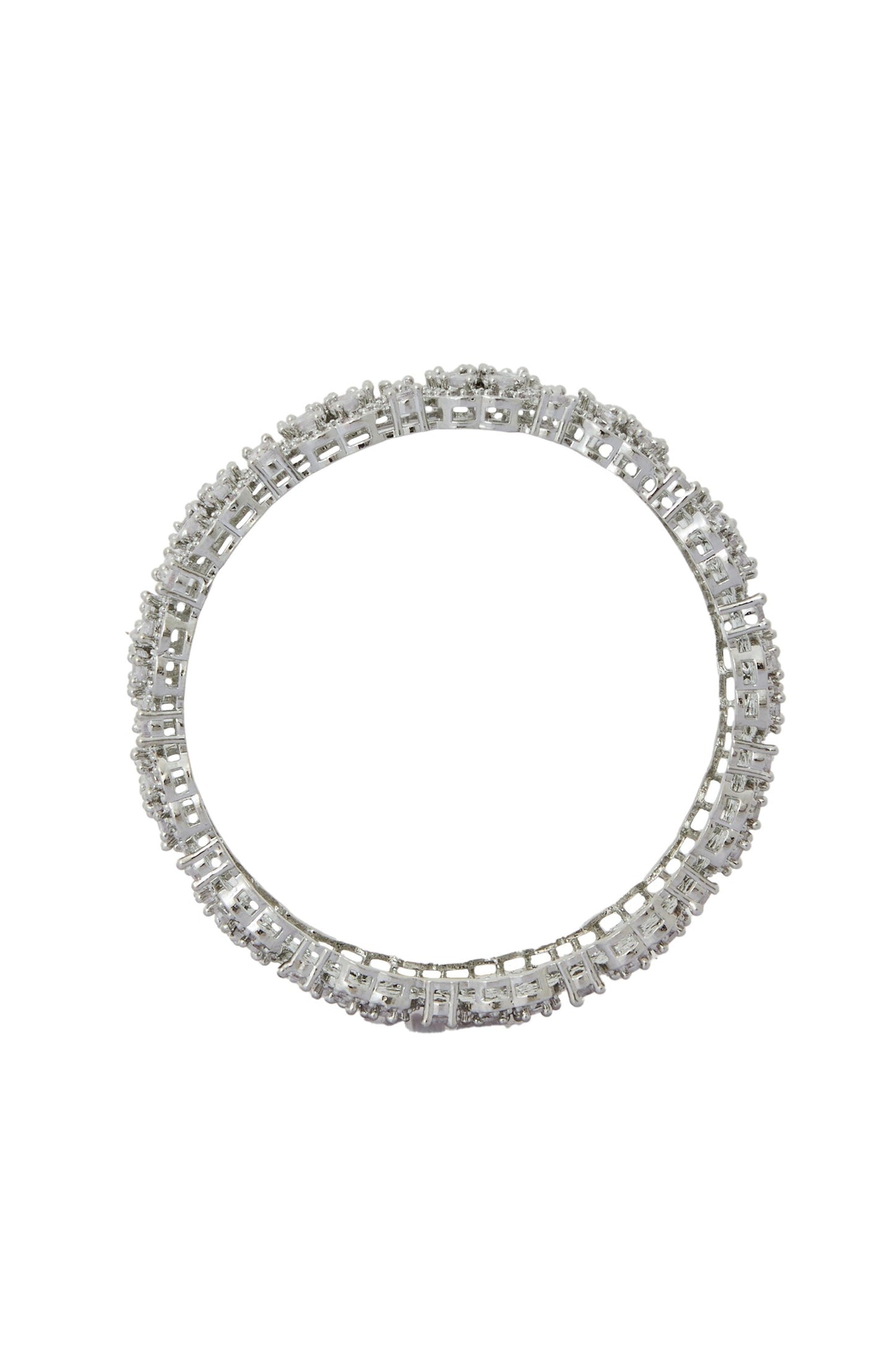 Silver American Diamond Bangles Set